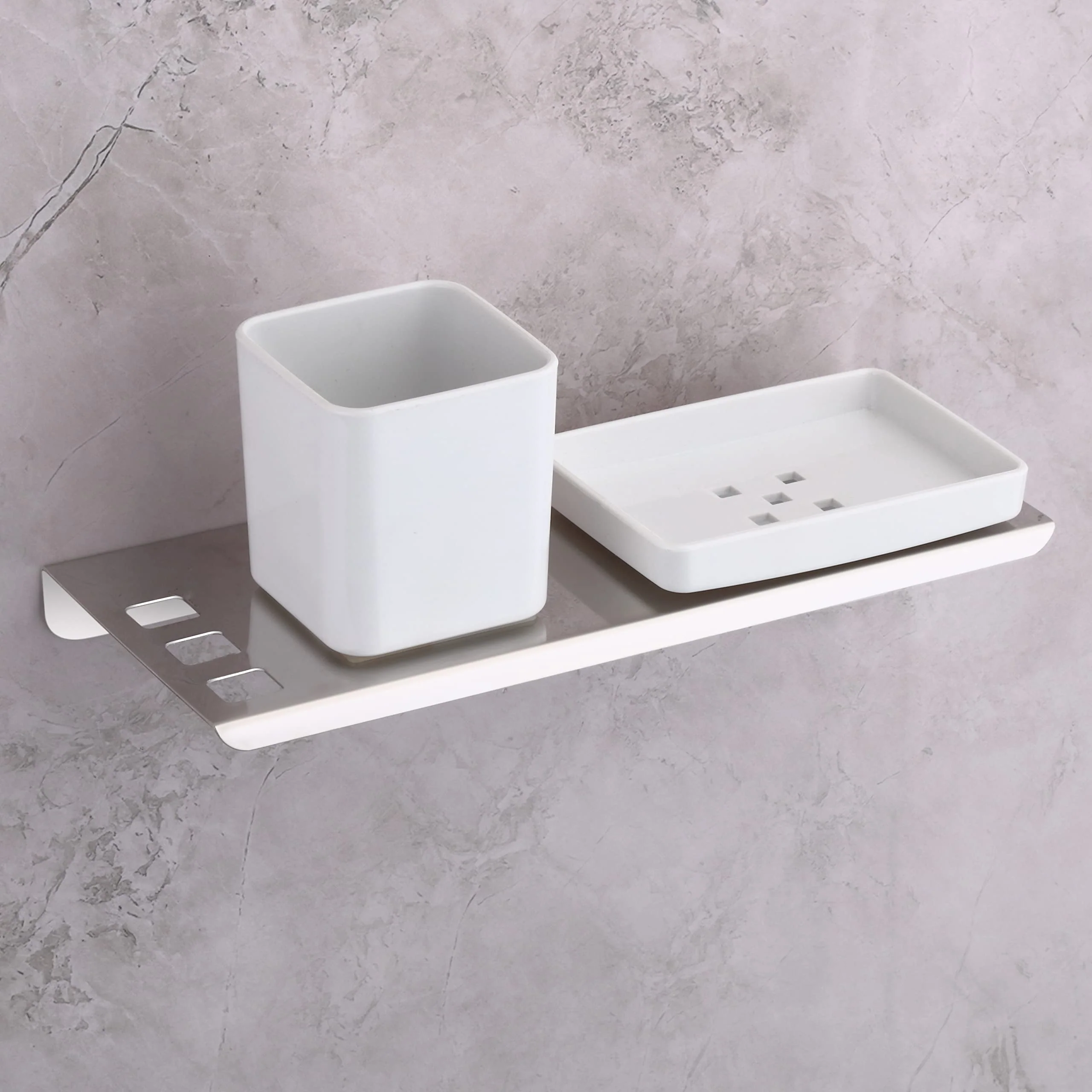 Plantex Stainless Steel with ABS Material 2 in 1 Soap Dish with Tumbler Holder/Soap Stand/Tooth Brush Holder/Bathroom Accessories - Wall Mount (Chrome) - Image 7