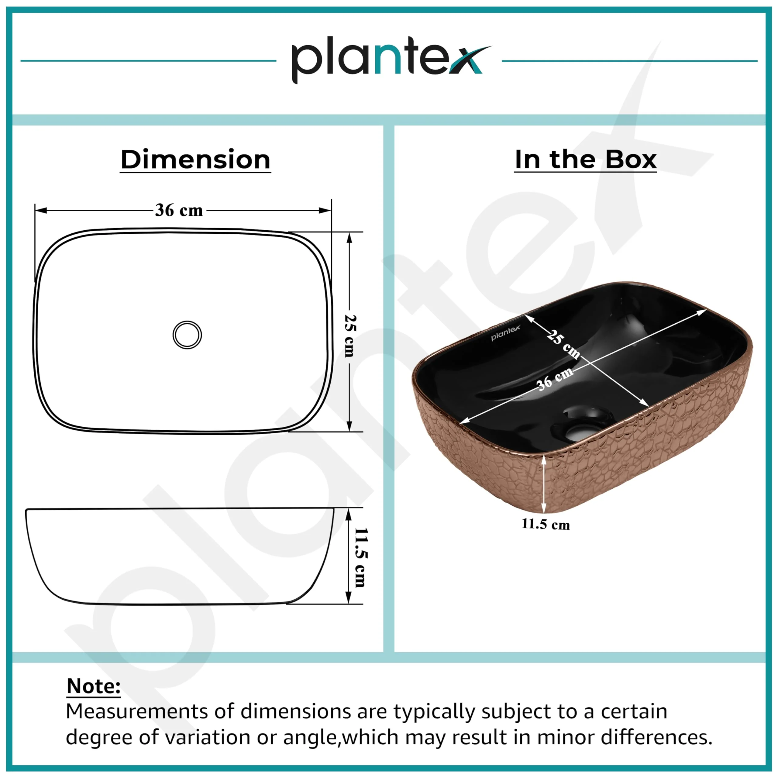 Plantex Table Top Wash Basin For Bathroom/Designer Ceramic Basin/Countertop Vessel Sink Basin - Indo-European Collection (14 x 10 x 5 Inch) - Image 2