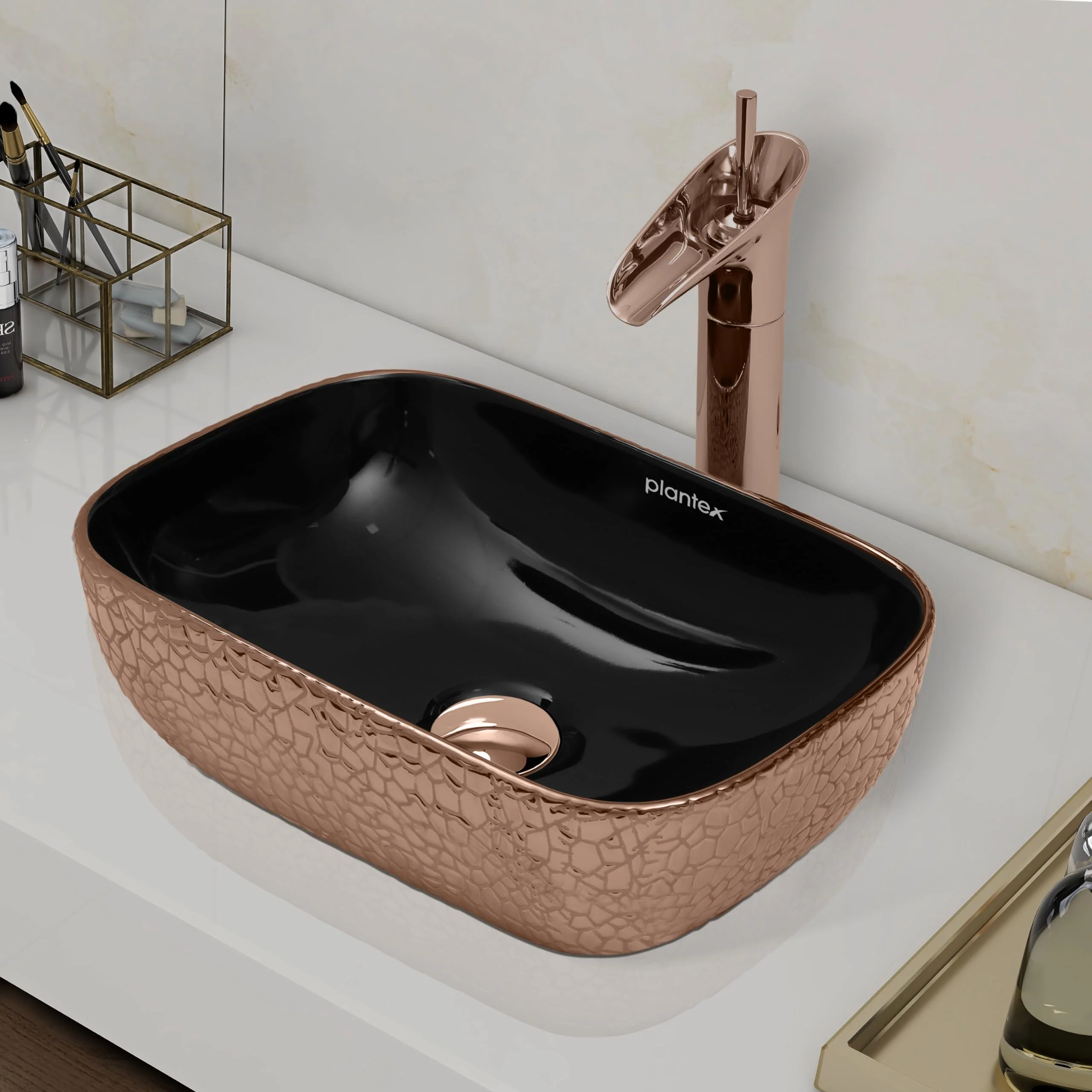 Plantex Table Top Wash Basin For Bathroom/Designer Ceramic Basin/Countertop Vessel Sink Basin - Indo-European Collection (14 x 10 x 5 Inch) - Image 6
