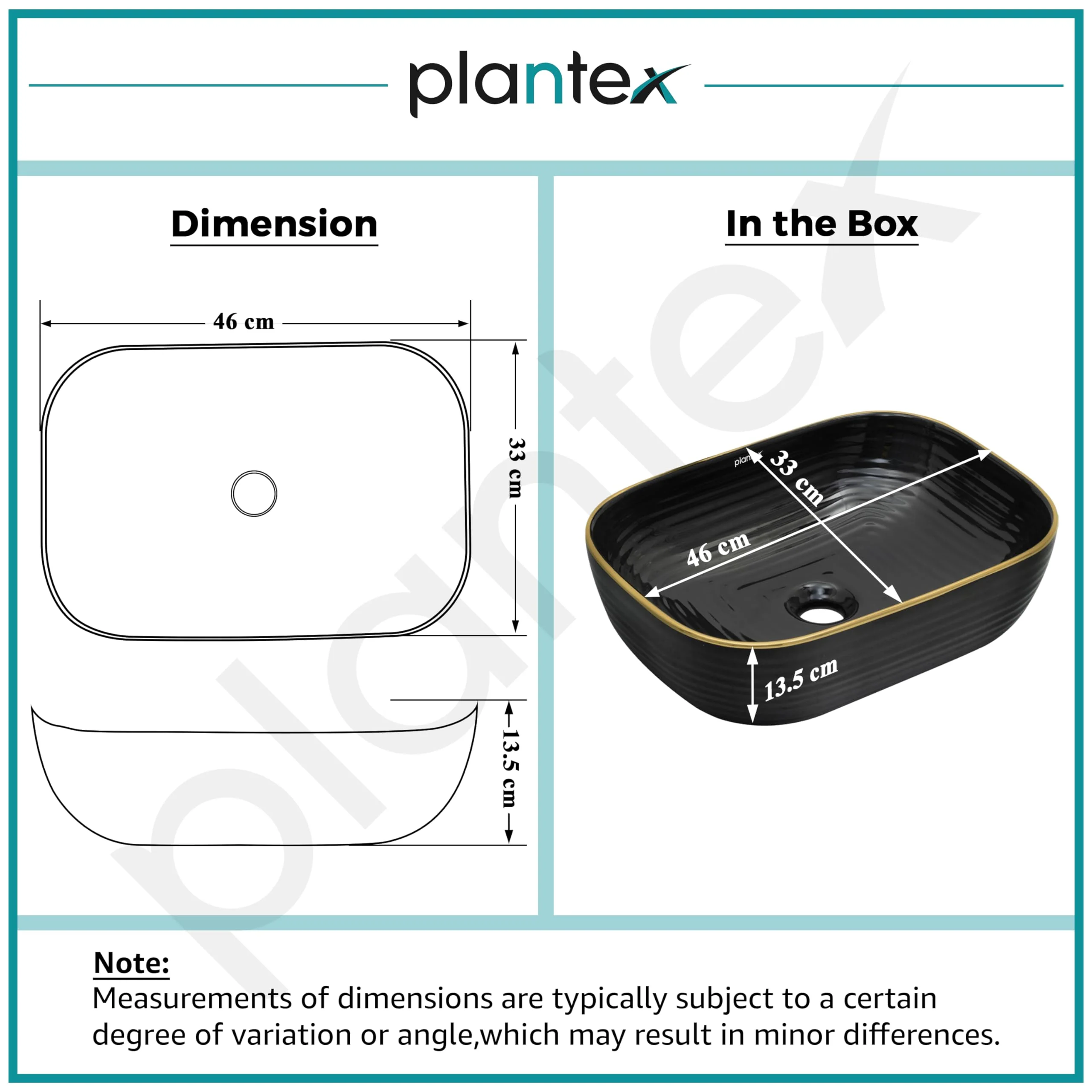 Plantex Table Top Wash Basin For Bathroom/Designer Ceramic Basin/Countertop Vessel Sink Basin - Indo-European Collection (18 x 13 x 5 Inch) - Image 2