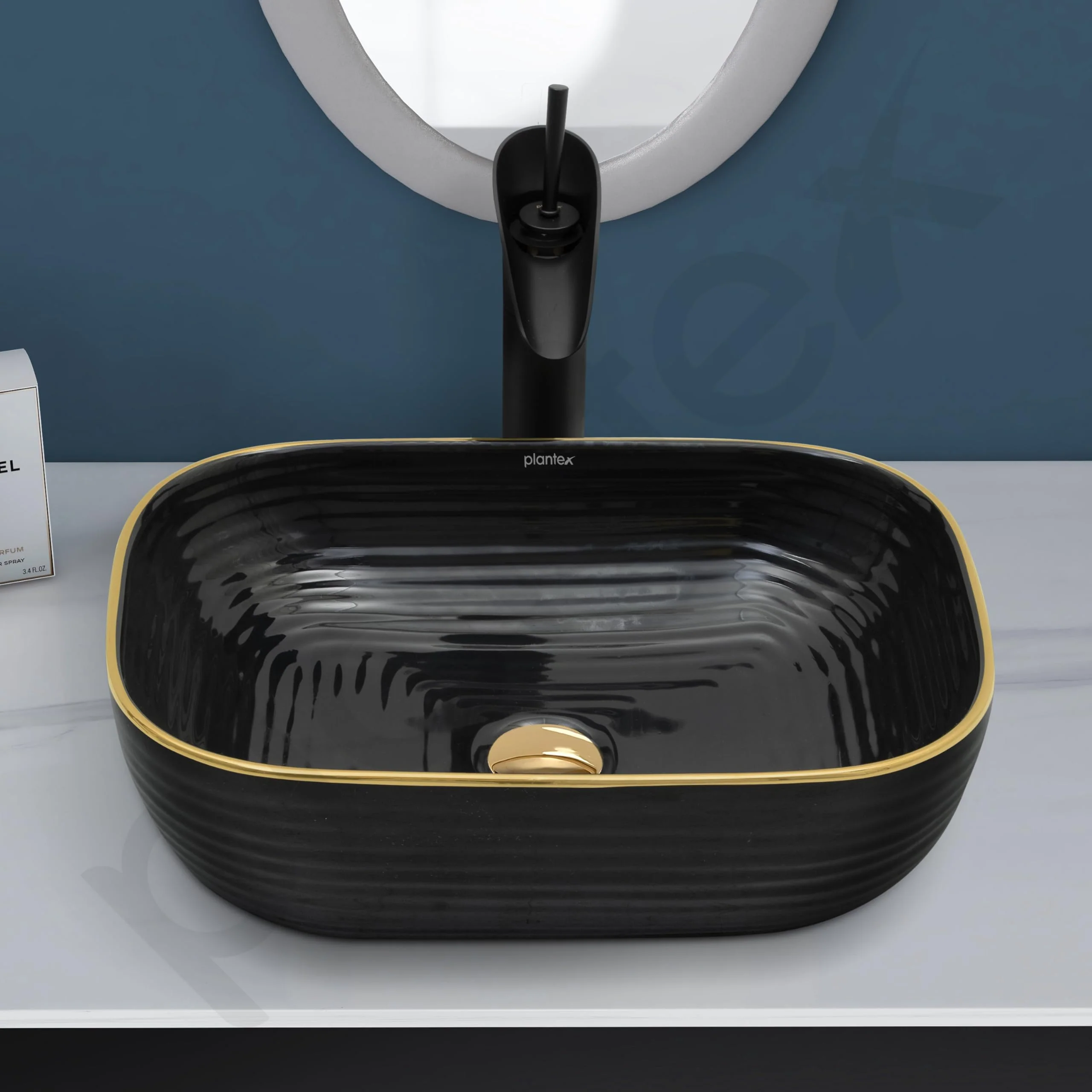 Plantex Table Top Wash Basin For Bathroom/Designer Ceramic Basin/Countertop Vessel Sink Basin - Indo-European Collection (18 x 13 x 5 Inch) - Image 7