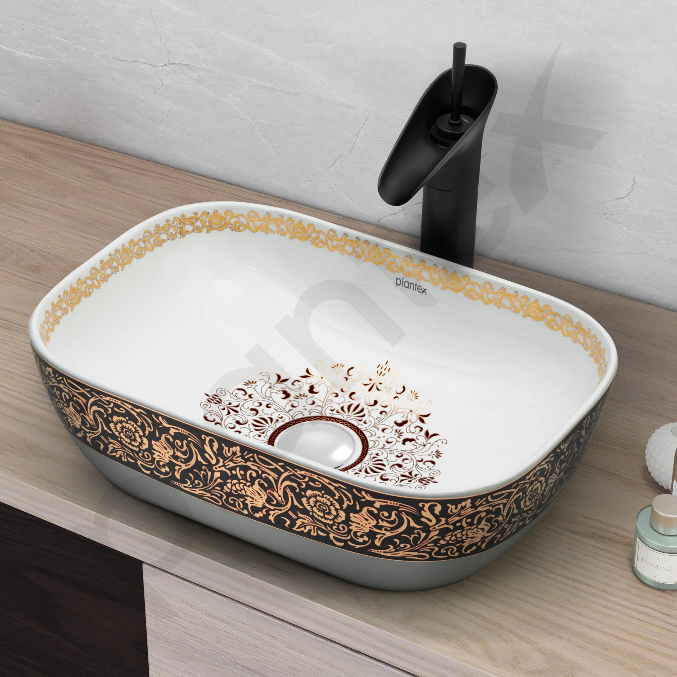 Plantex Table Top Wash Basin For Bathroom/Designer Ceramic Basin/Countertop Vessel Sink Basin - Indo-European Collection (18 x 13 x 5 Inch) - Image 6