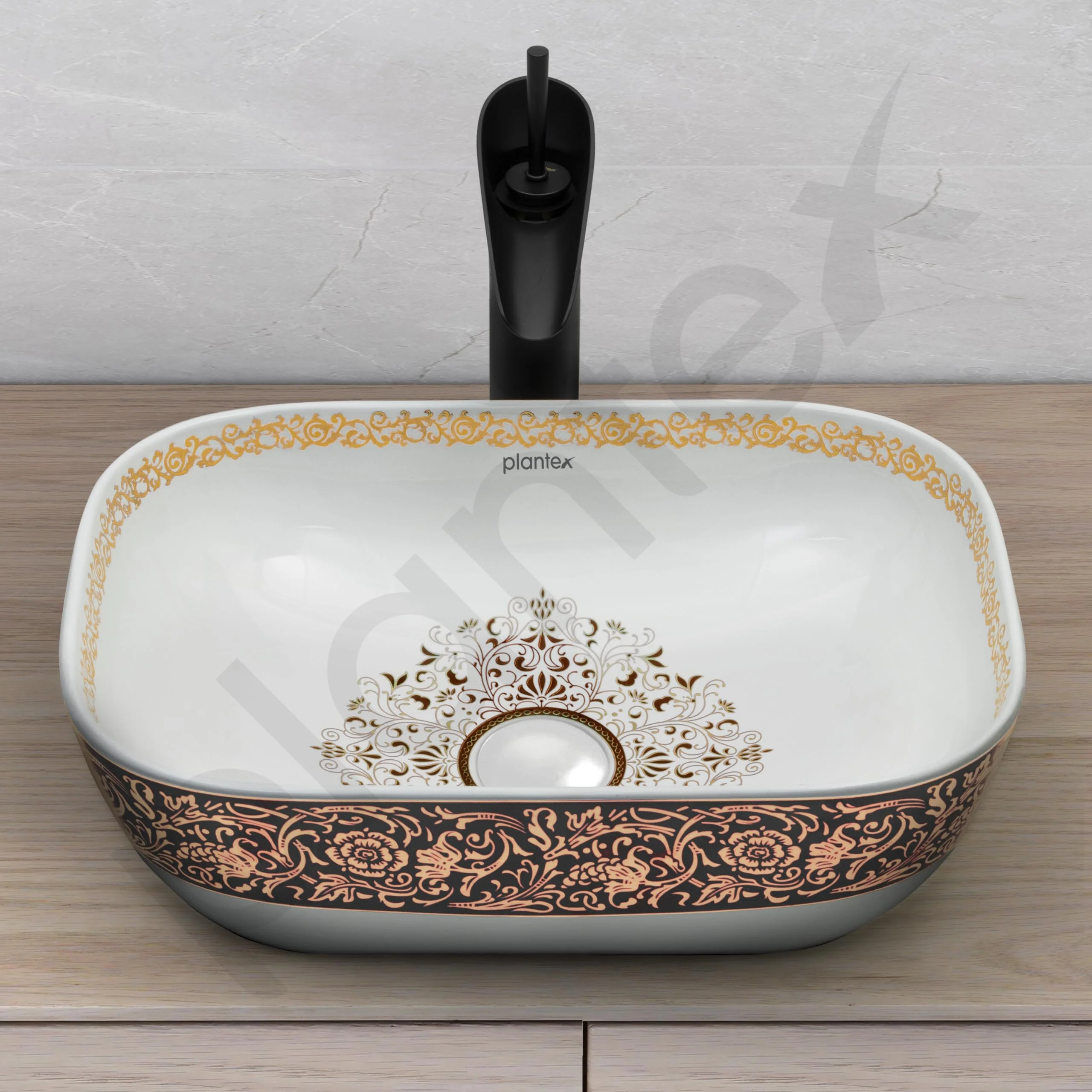 Plantex Table Top Wash Basin For Bathroom/Designer Ceramic Basin/Countertop Vessel Sink Basin - Indo-European Collection (18 x 13 x 5 Inch) - Image 7