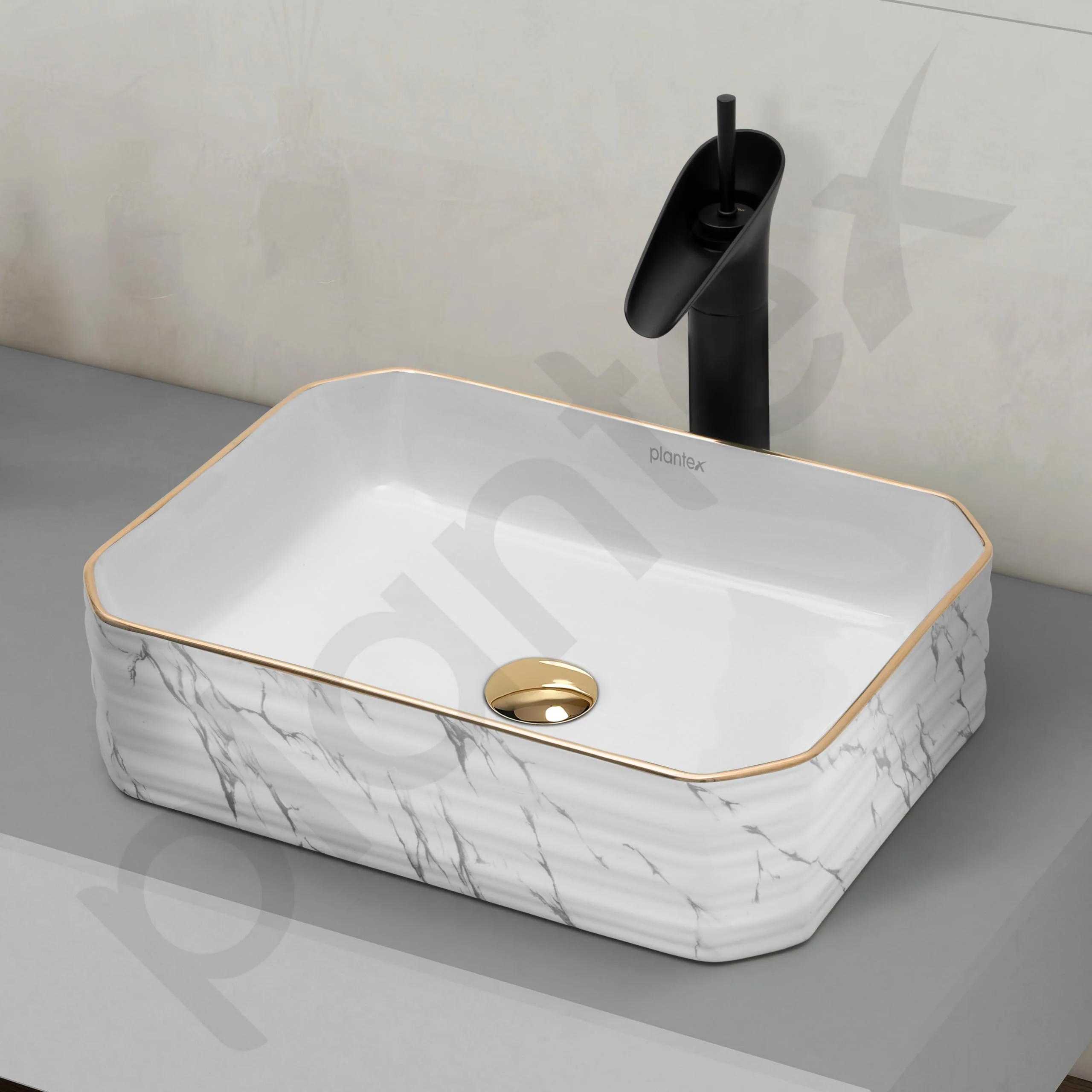 Plantex Table Top Wash Basin For Bathroom/Designer Ceramic Basin/Countertop Vessel Sink Basin - Indo-European Collection (18 x 13 x 5 Inch) - Image 7