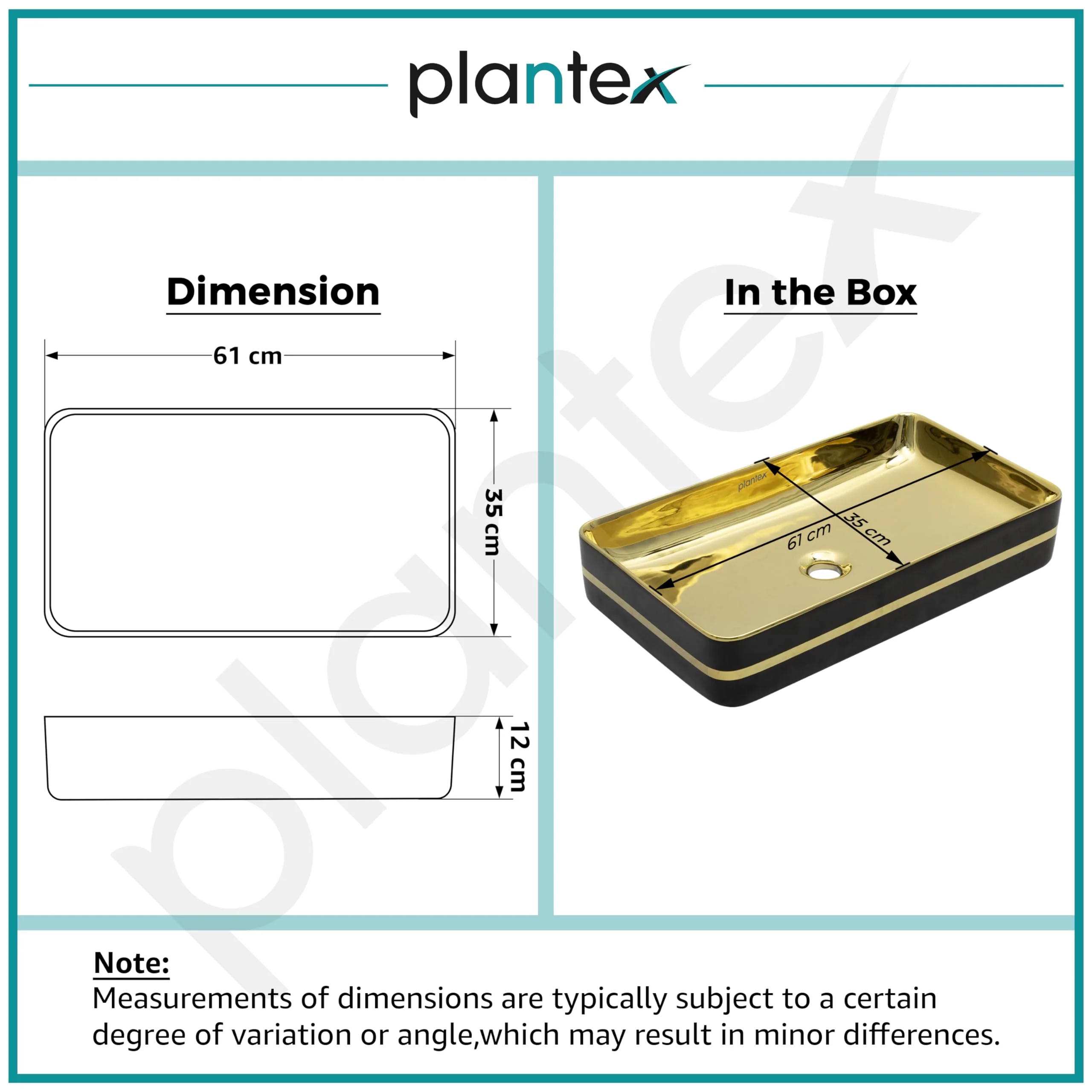 Plantex Table Top Wash Basin For Bathroom/Designer Ceramic Basin/Countertop Vessel Sink Basin - Indo-European Collection (24 x 14 x 5 Inch) - Image 2