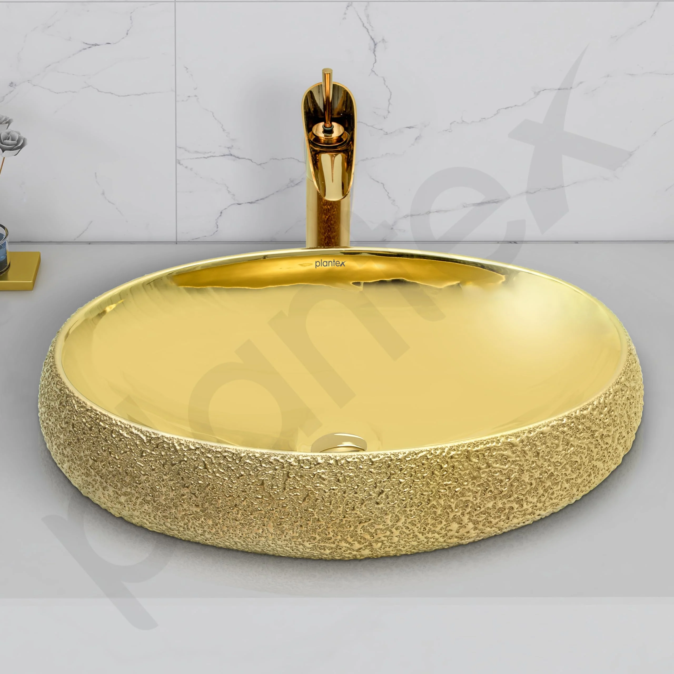 Plantex Table Top Wash Basin For Bathroom/Designer Ceramic Basin/Countertop Vessel Sink Basin - Indo-European Collection (EQTT-028, 23.6 x 16 x 6 Inch) - Image 6