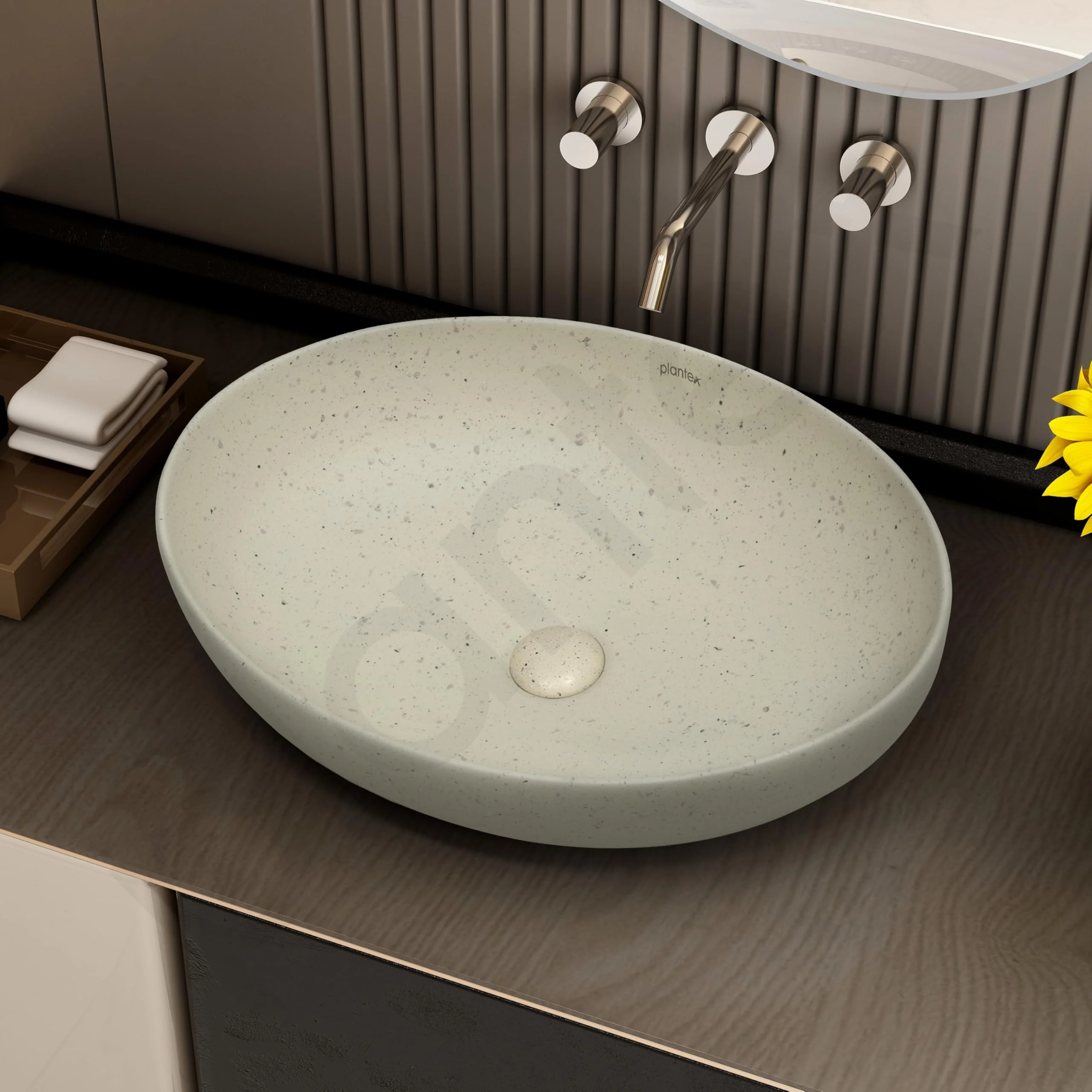 Plantex Table Top Wash Basin for Bathroom/Designer Ceramic Basin/Countertop Vessel Sink Basin/Wash Basin Over Counter for Home/Office (Beige - 20.5 x 15.5 x 5 Inch) - Image 6