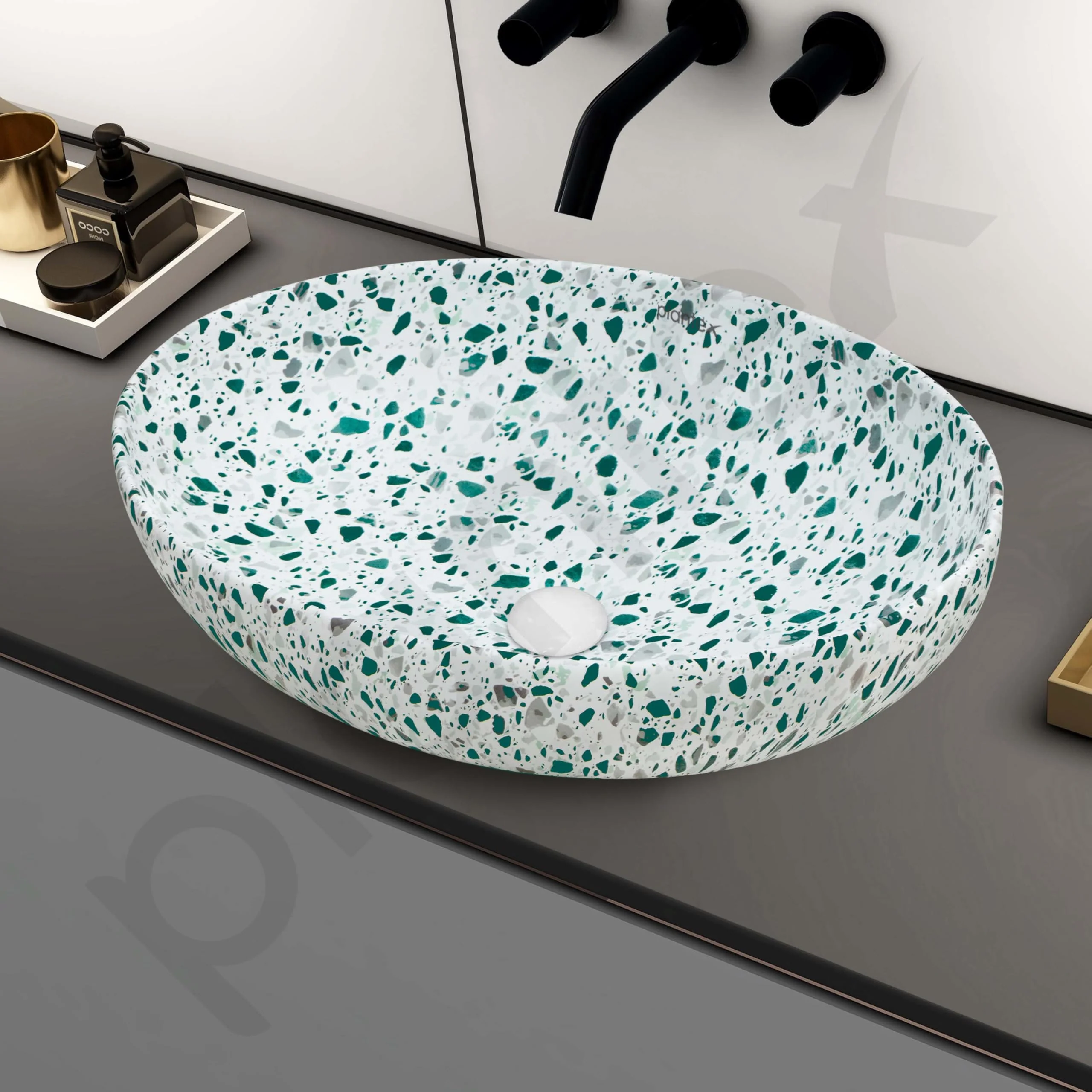 Plantex Table Top Wash Basin for Bathroom/Designer Ceramic Basin/Countertop Vessel Sink for Home/Office (Marble White - 20 x 15 x 5.5 Inch) - Image 6