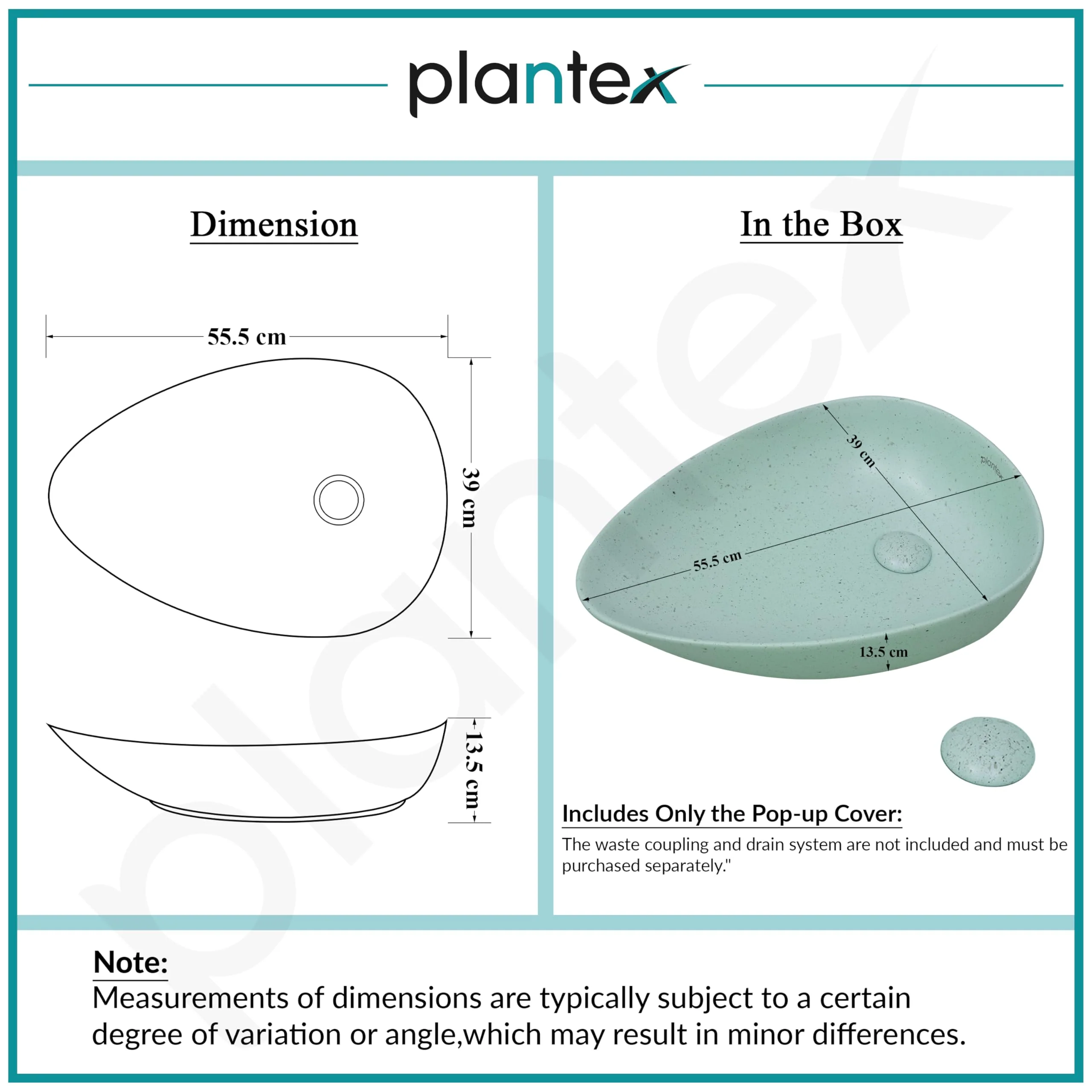 Plantex Table Top Wash Basin for Bathroom/Designer Ceramic Basin/Oval Countertop Vessel Sink Basin for Home/Office (Pistachio Green - 22 x 15 x 5 Inch) - Image 3