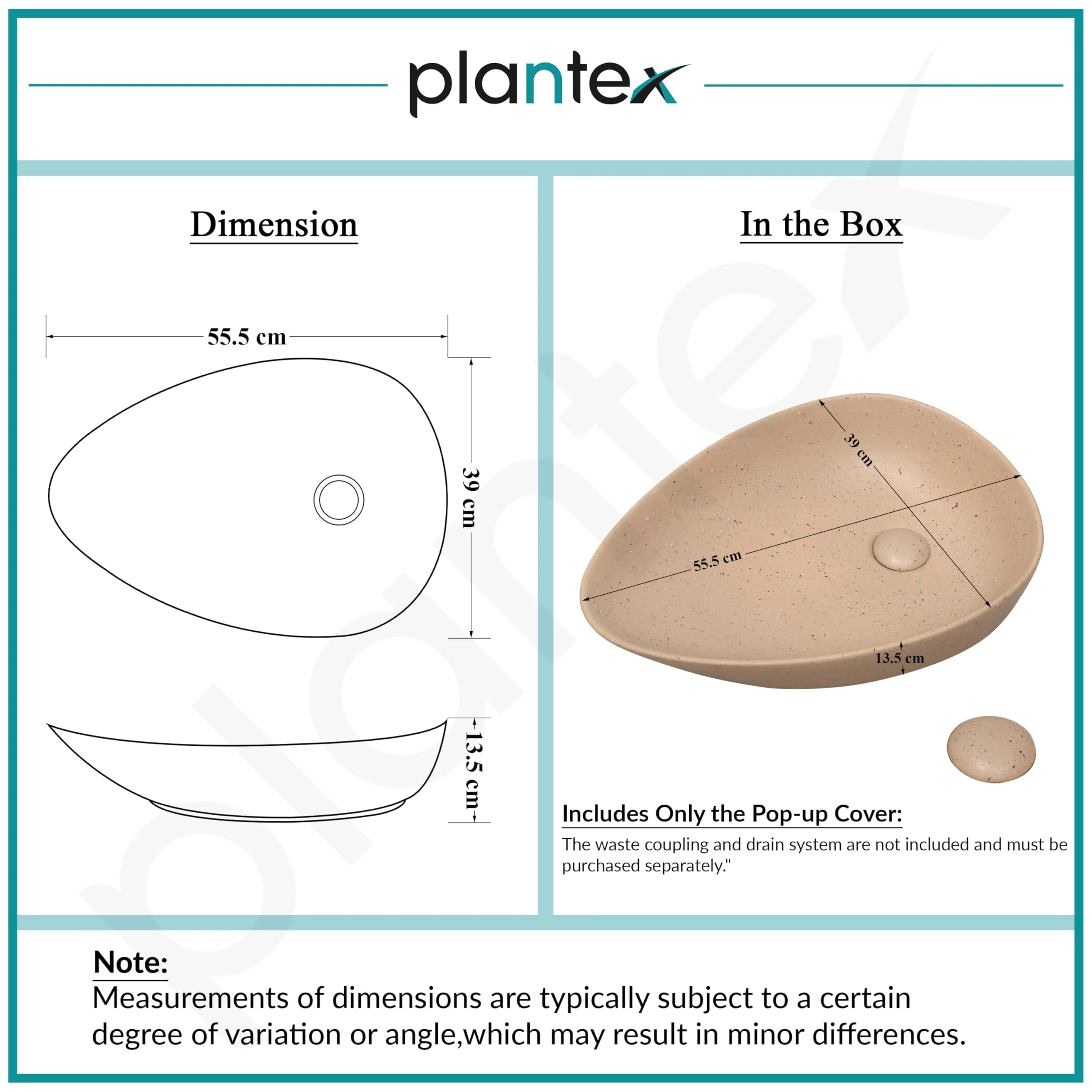 Plantex Table Top Wash Basin for Bathroom/Oval Countertop Vessel Sink Basin for Home/Office/Designer Ceramic Basin (Peach,22 x 15.5 x 5 Inch) - Image 3