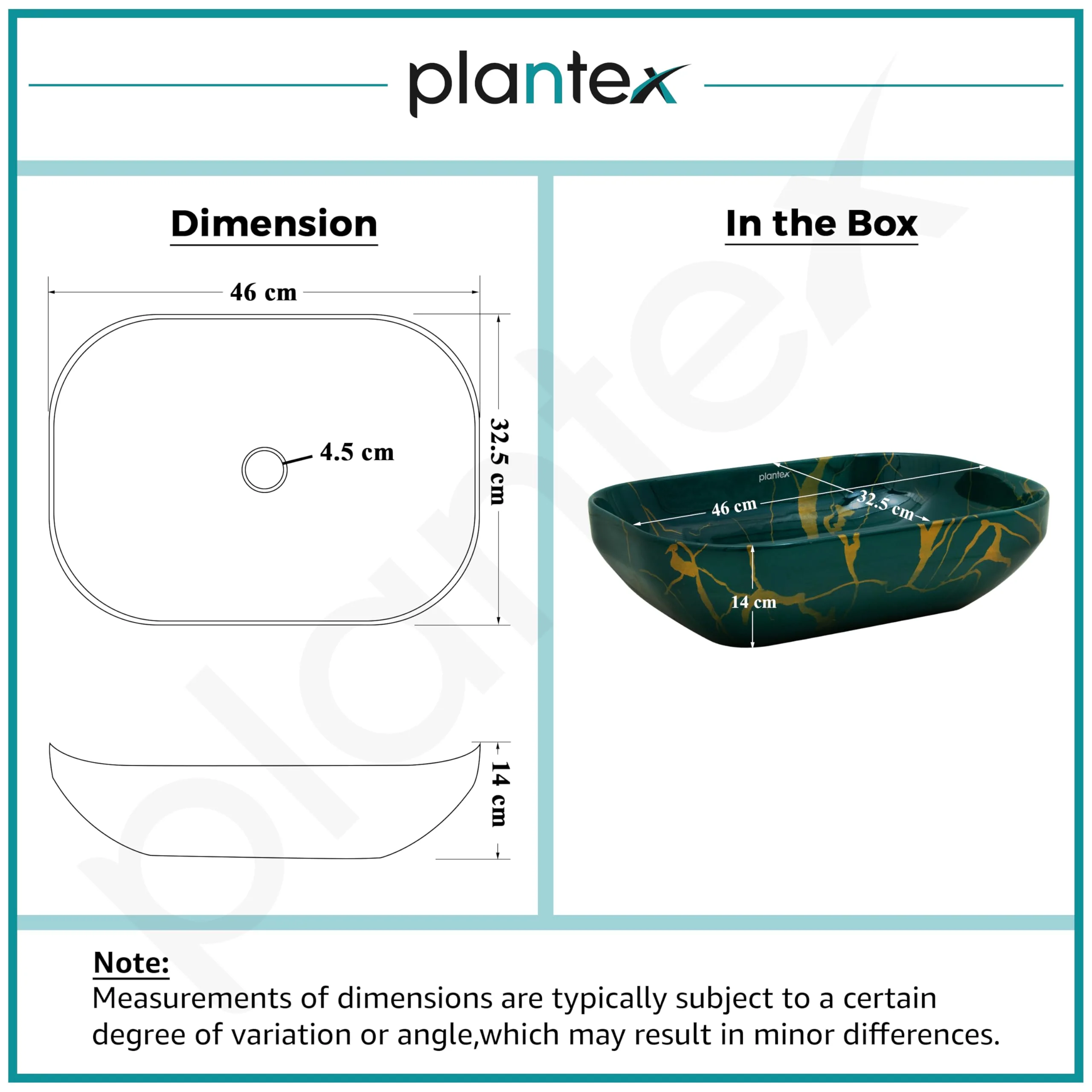 Plantex Tabletop Wash Basin for Bathroom/Designer Countertop Bathroom Sink/Ceramic Rectangle Vessel Sink Basin for Home/Office (20x14x5.5 Inch - Green) - Image 3