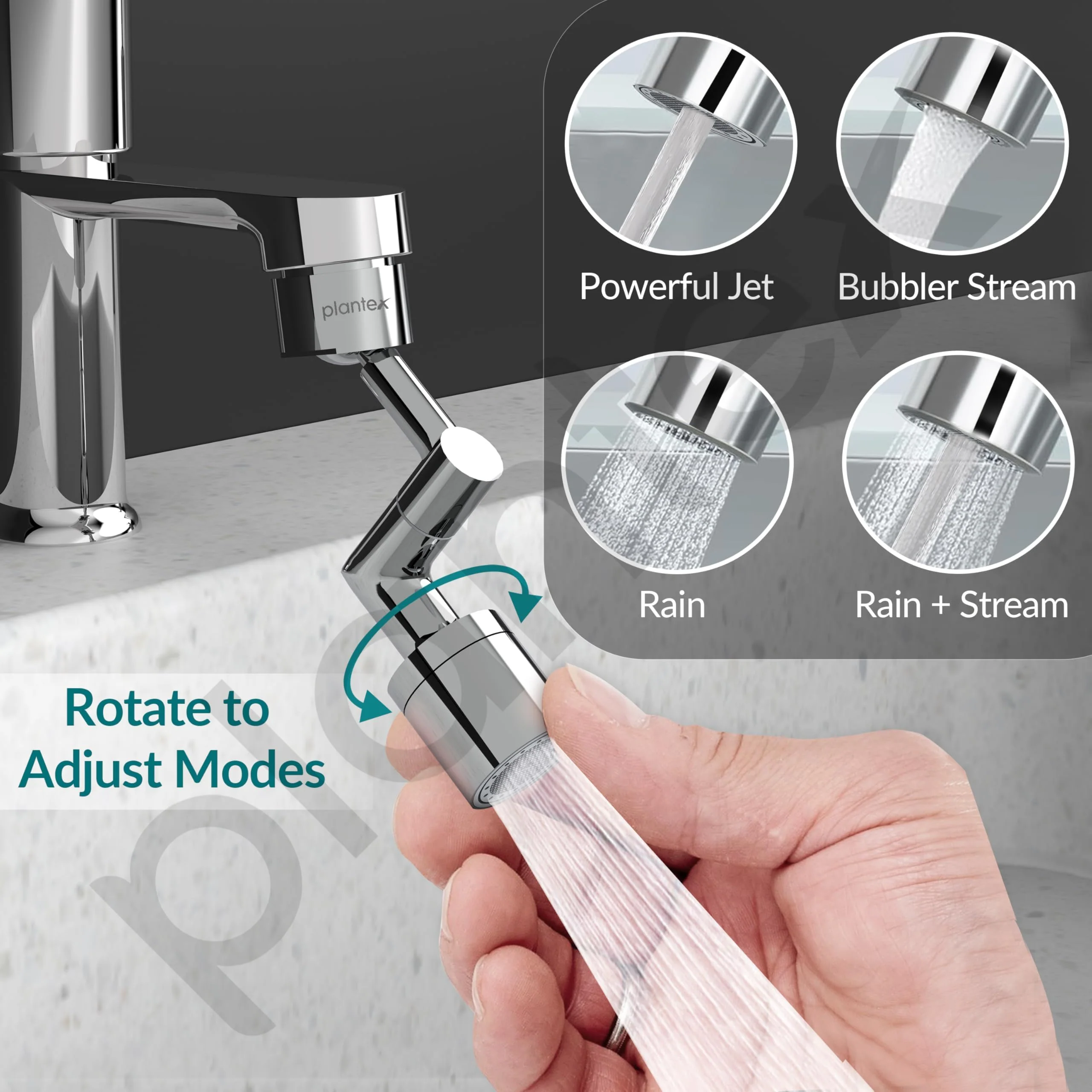 Plantex Tap Aerator for Kitchen/Tap Extender for Kitchen Sink/Tap Extension for Kitchen/Water Saving Movable Sink Faucet/Fits F22 and M24 mm tap (XL-2042/Chrome) - Image 4