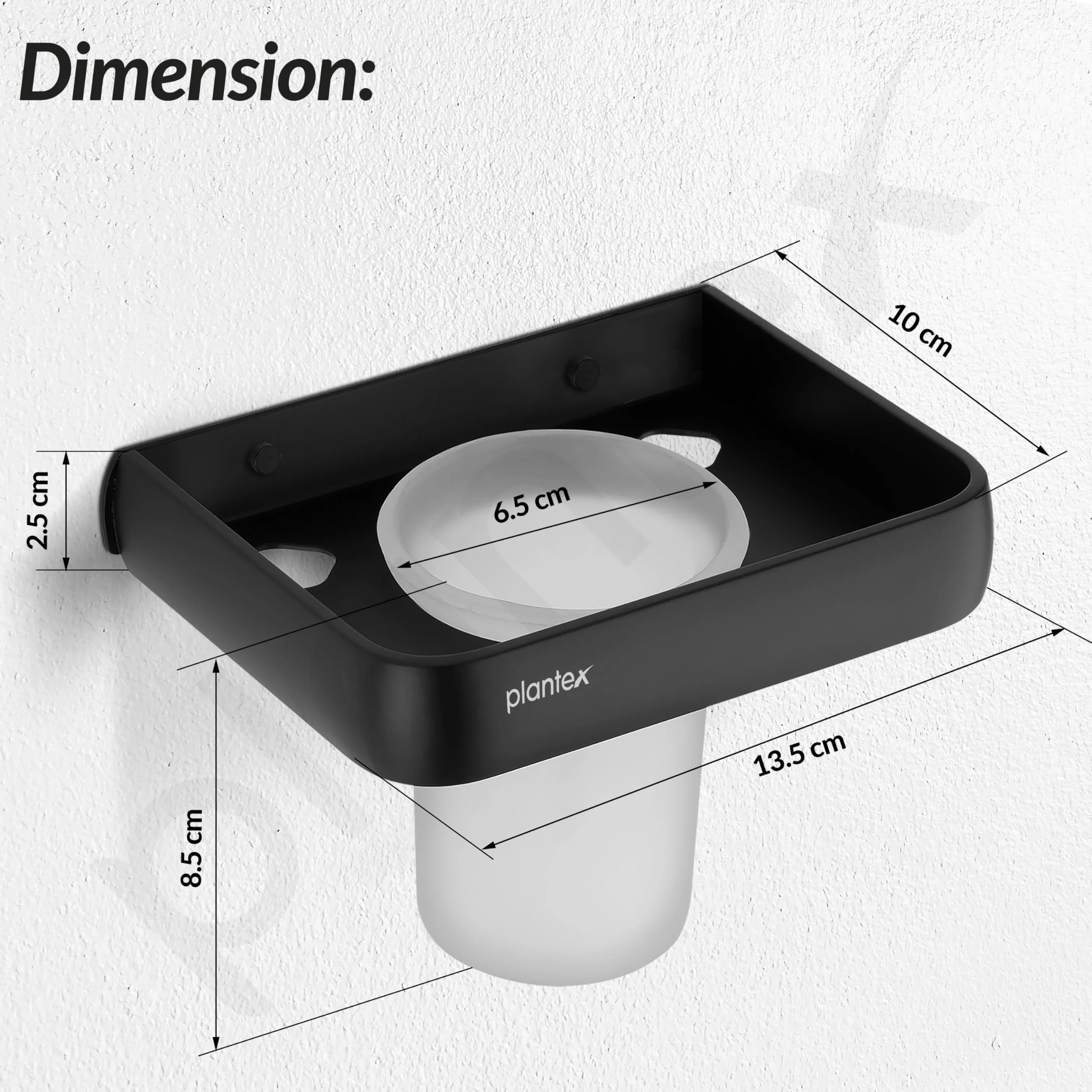 Plantex Toothbrush Holder/Tumbler Holder for Bathroom/Toothpaste/Razor Holder/Tooth Brush Holder/Bathroom Accessories - (Black) - Image 3
