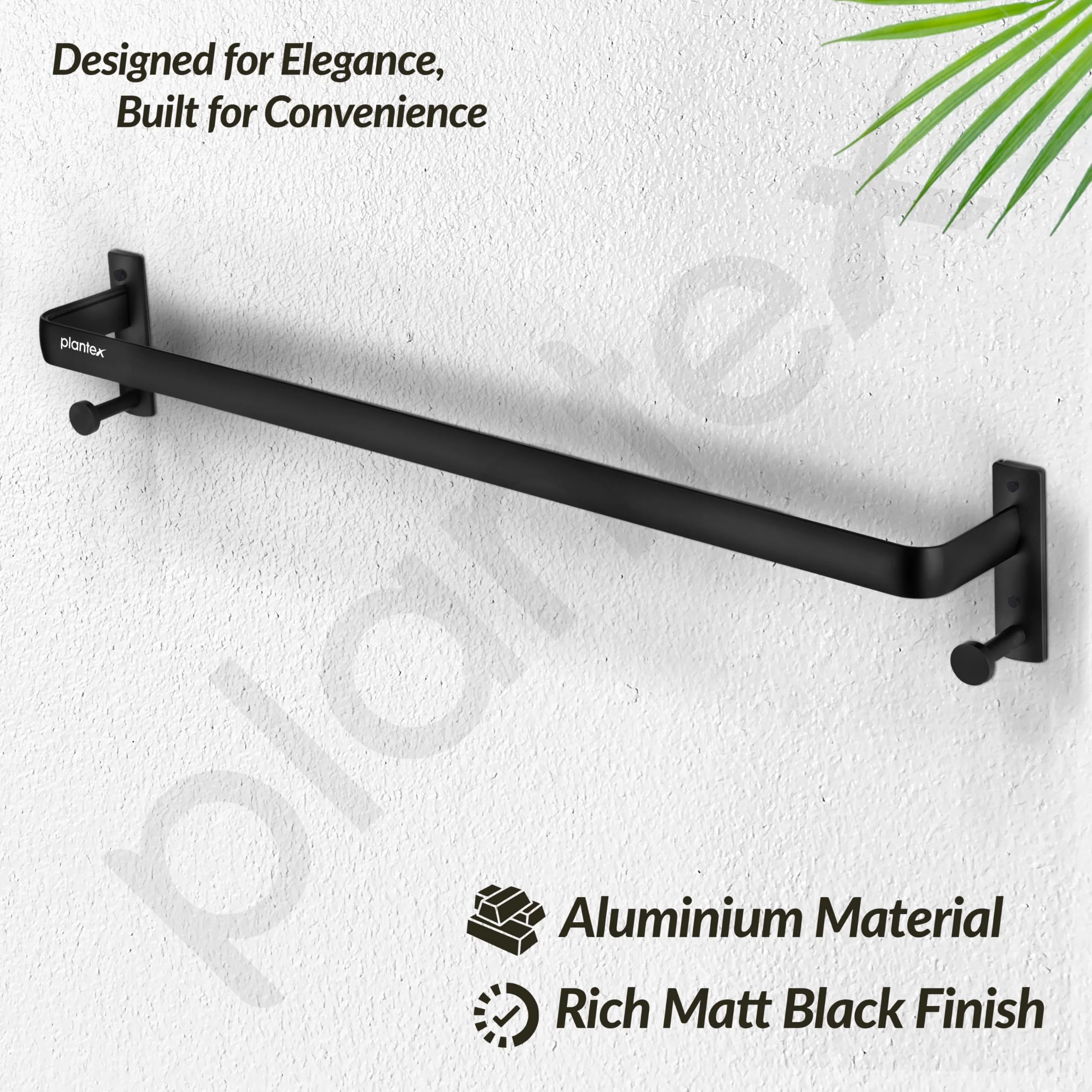 Plantex Towel Holder for Bathroom/24 inch Single Towel Rod/Towel Bar/Towel Hanger/Bathroom Accessories -Pack of 1 (1511, Black) - Image 4