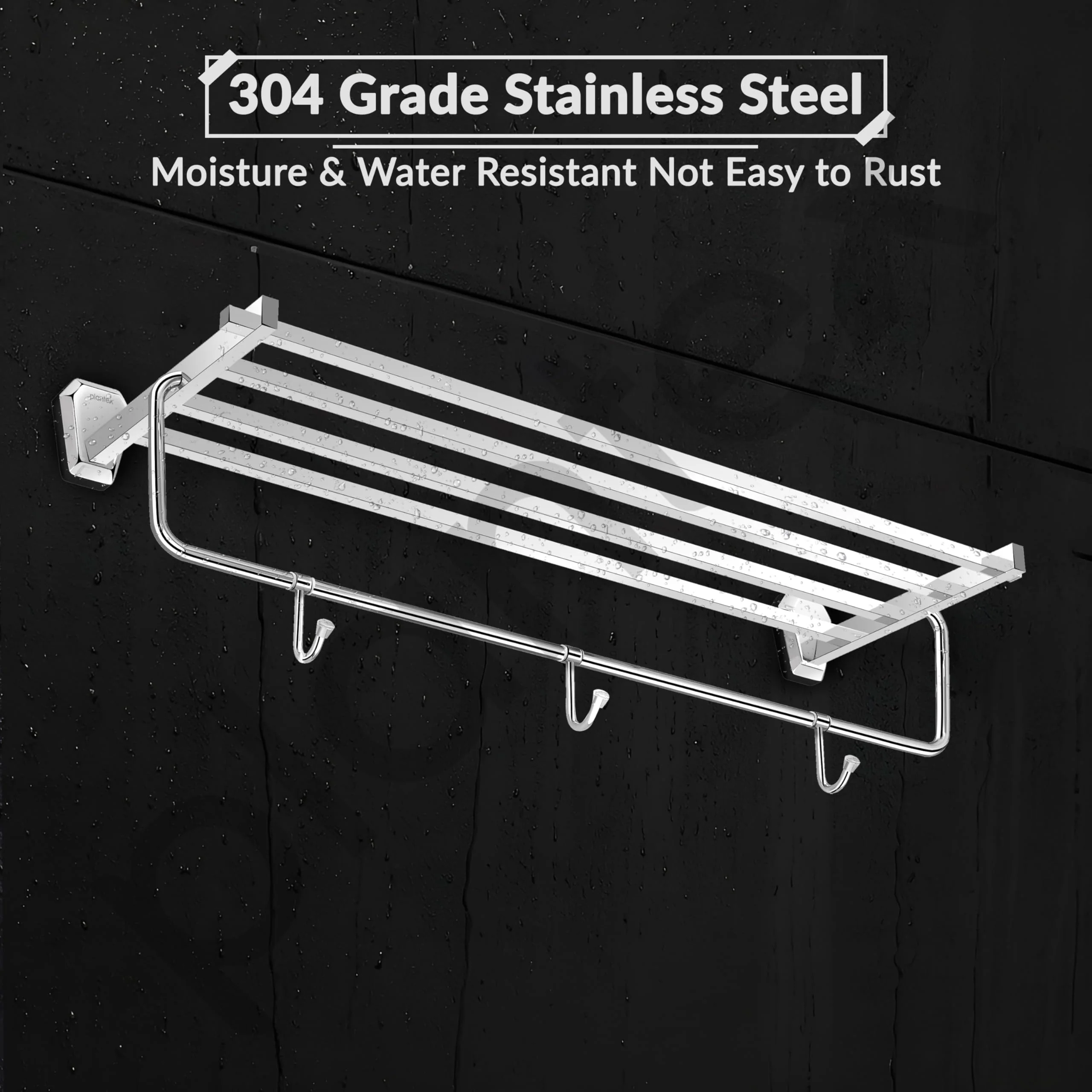 Plantex Towel Rack for Bathroom/304 Grade Stainless Steel Towel Stand/24 Inch Towel Hanger/Towel Holder/Bathroom Accessories - Pack of 1 (PM-2401, Chrome) - Image 7