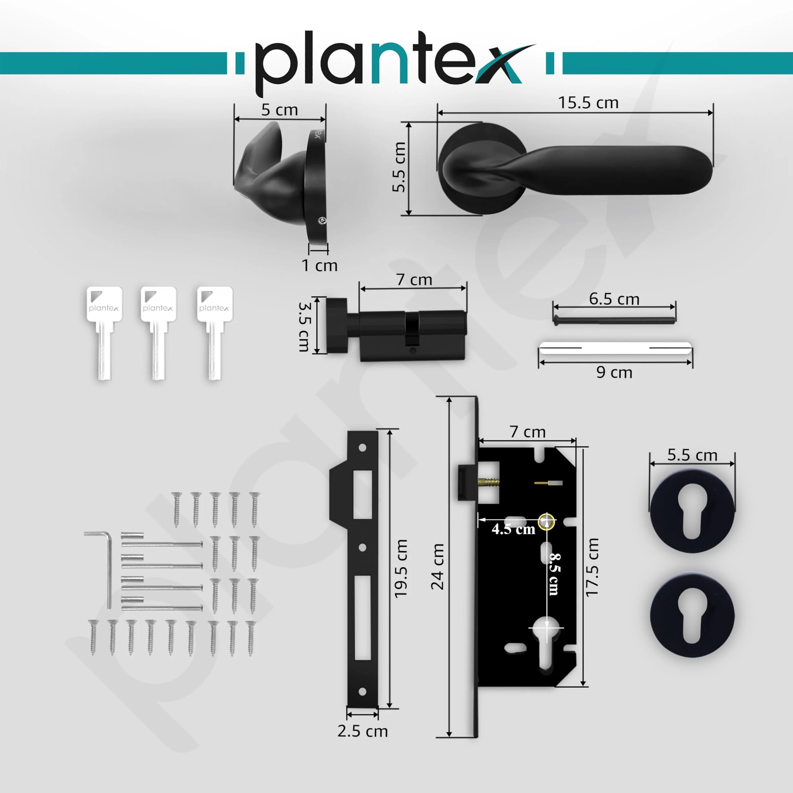 Plantex Triple Security Door Lock For Home/Main Door Lock Set Knob Handle With 3 Years Of Warranty/Mortise Lock For Door With Brass Lock Body&Cylinder(7106-Black) - Image 3