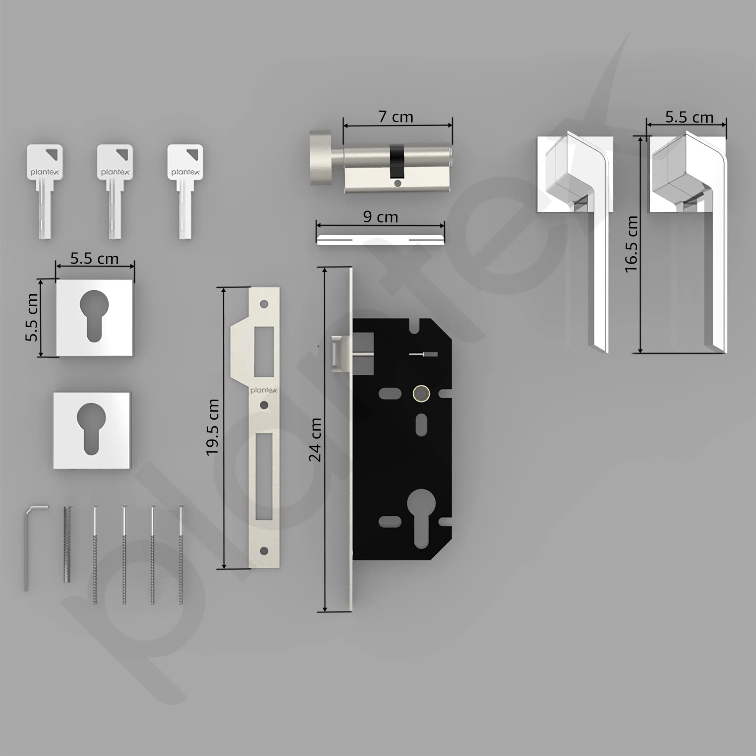 Plantex Triple Security Door Lock for Home/Main Door Lock Set with 3 Years of Warranty/Mortise Lock for Door with Brass Lock Body & Cylinder (7066 - Chrome & Satin White) - Image 4