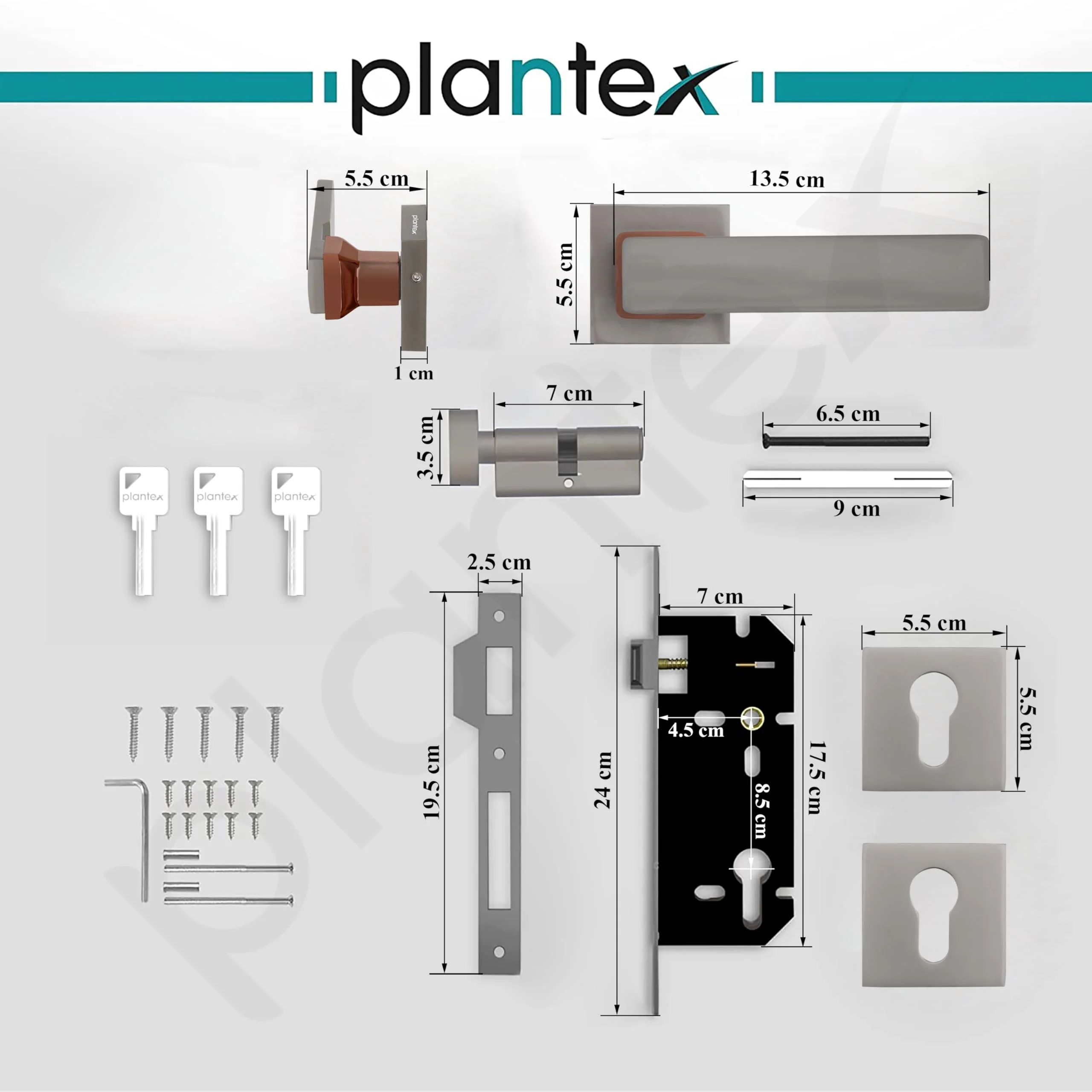 Plantex Triple Security Door Lock for Home/Main Door Lock Set with 3 Years of Warranty/Mortise Lock for Door with Brass Lock Body & Cylinder (7116 - PVD Choco & Satin Black) - Image 3
