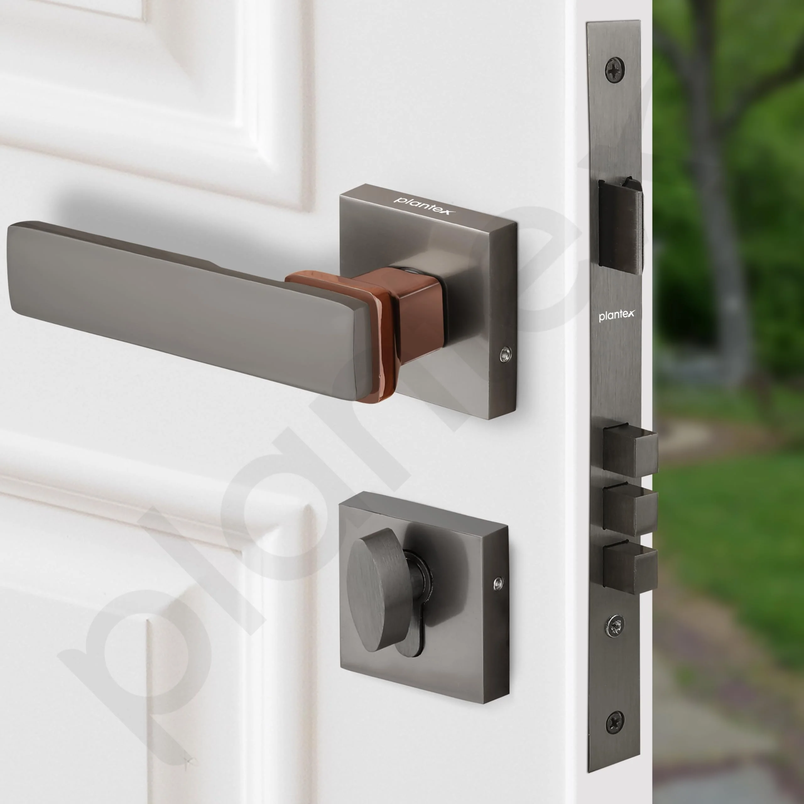 Plantex Triple Security Door Lock for Home/Main Door Lock Set with 3 Years of Warranty/Mortise Lock for Door with Brass Lock Body & Cylinder (7116 - PVD Choco & Satin Black) - Image 4