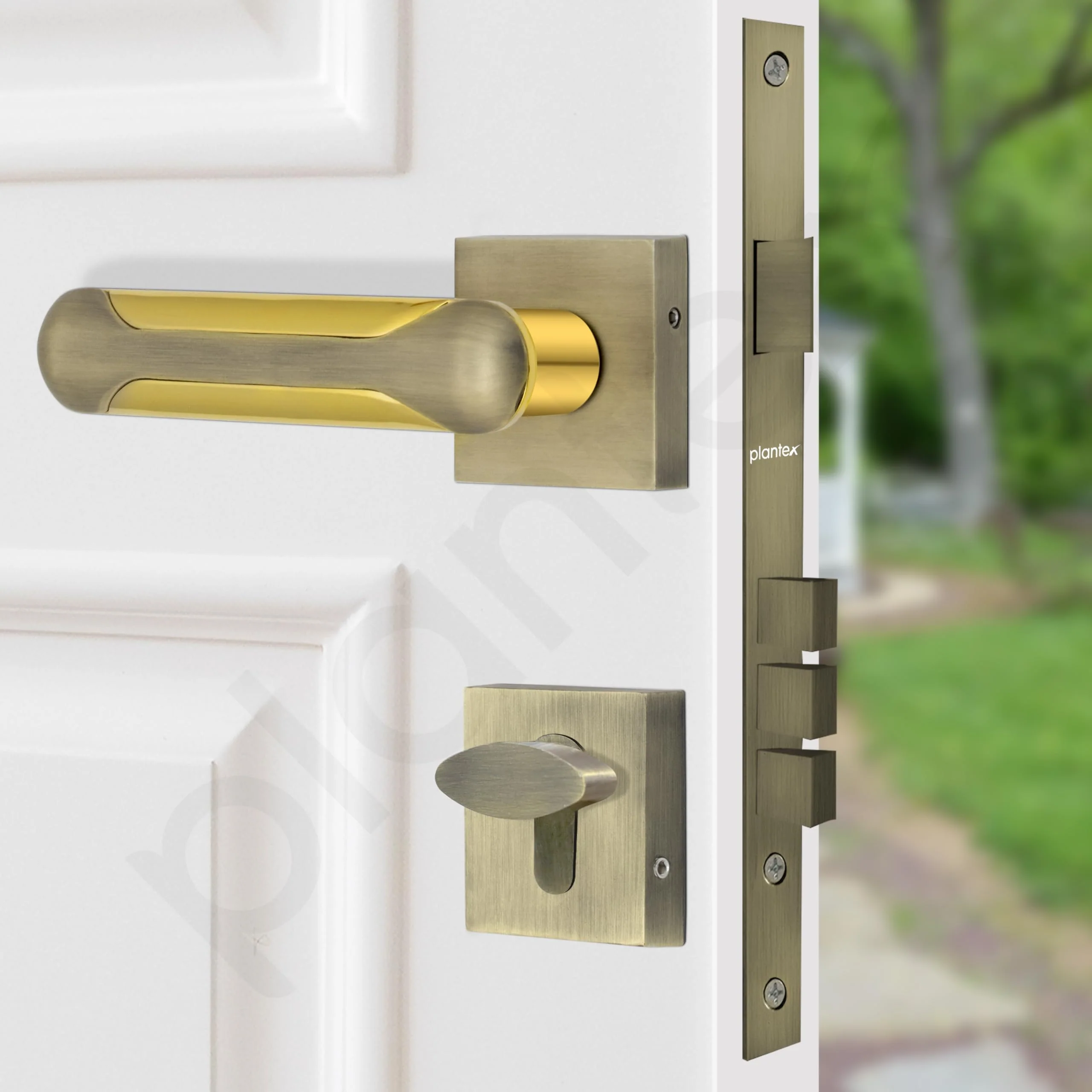 Plantex Triple Security Door Lock for Home/Main Door Lock Set with 3 Years of Warranty/Mortise Lock for Door with Brass Lock Body & Cylinder (7124, Brass Antique & Gold) - Image 6
