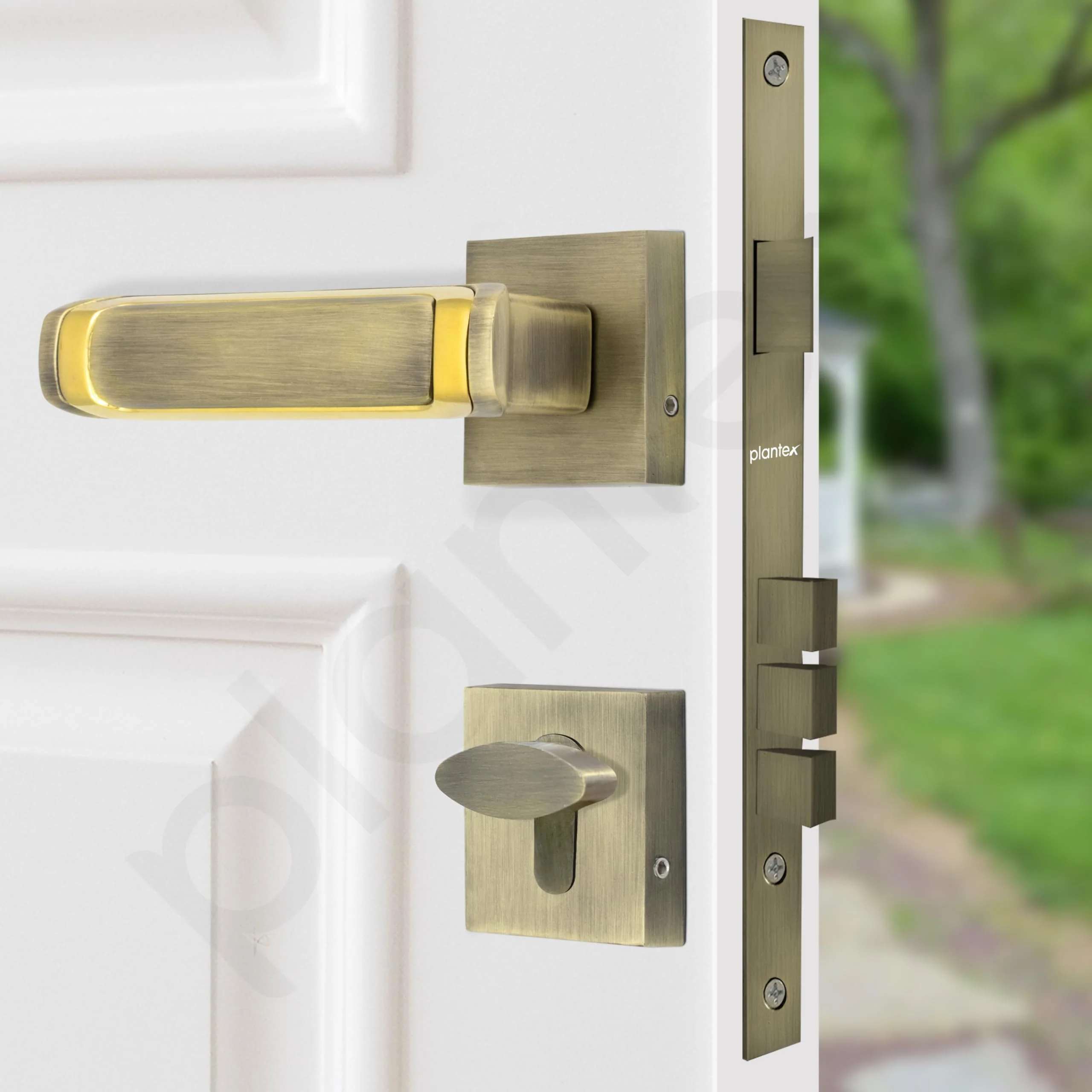 Plantex Triple Security Door Lock for Home/Main Door Lock Set with 3 Years of Warranty/Mortise Lock for Door with Brass Lock Body & Cylinder (7127, Brass Antique & Gold) - Image 6