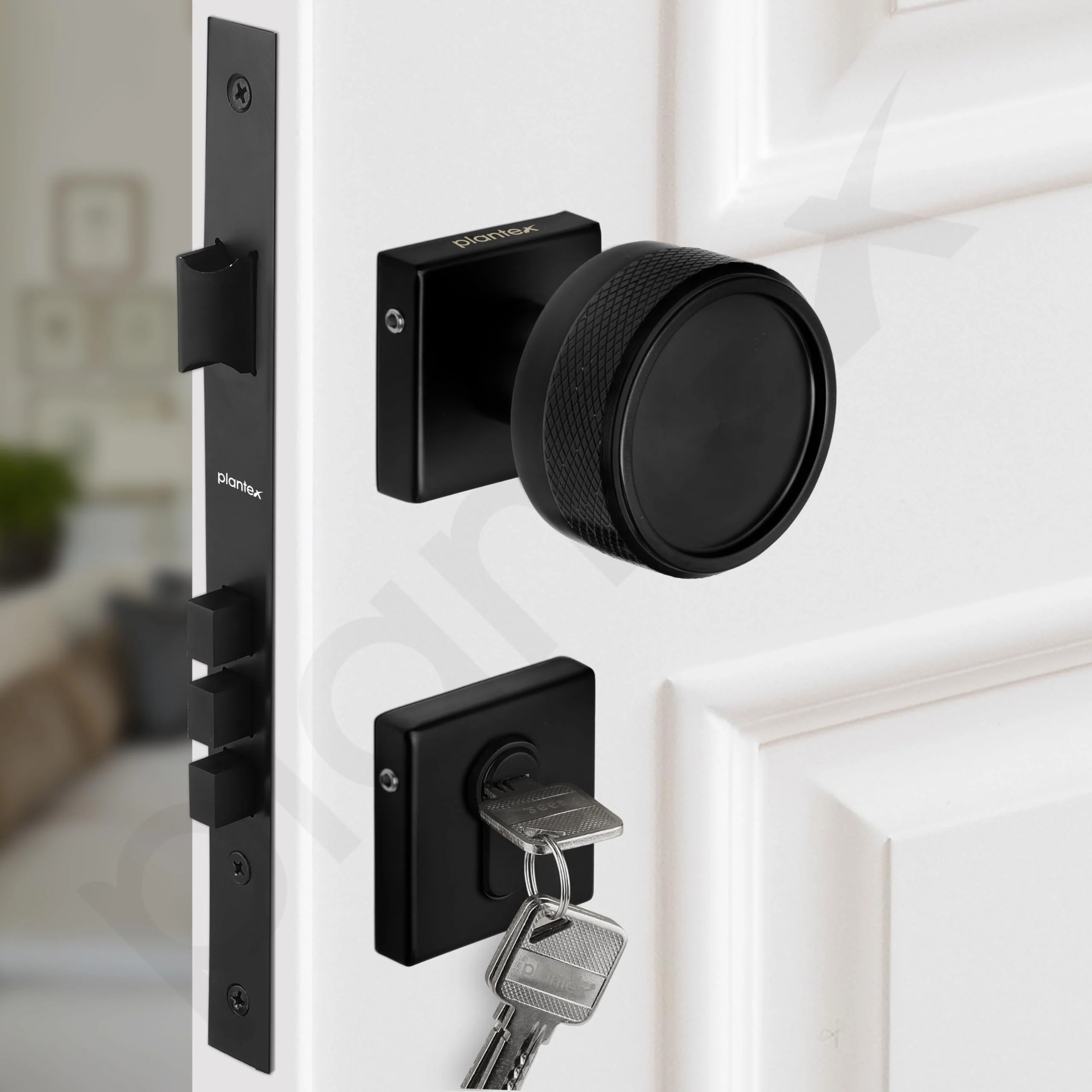 Plantex Triple Security Door Lock for Home/Main Door Lock Set with 3 Years of Warranty/Mortise Lock for Door with Brass Lock Body & Cylinder (Black) - Image 6