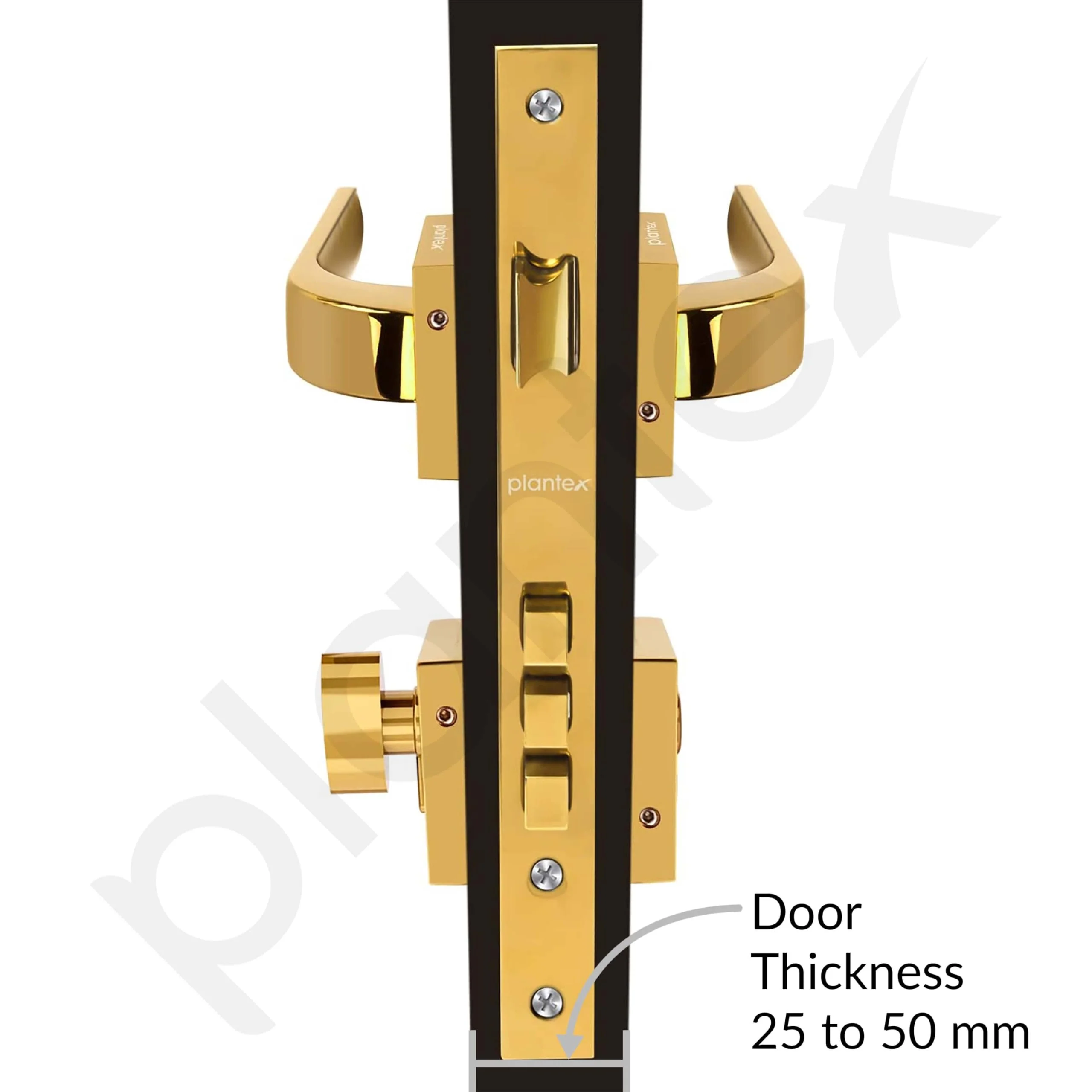 Plantex Triple Security Door Lock for Home/Main Door Lock Set with 3 Years of Warranty/Mortise Lock for Door with Brass Lock Body & Cylinder(7107 - Gold) - Image 5