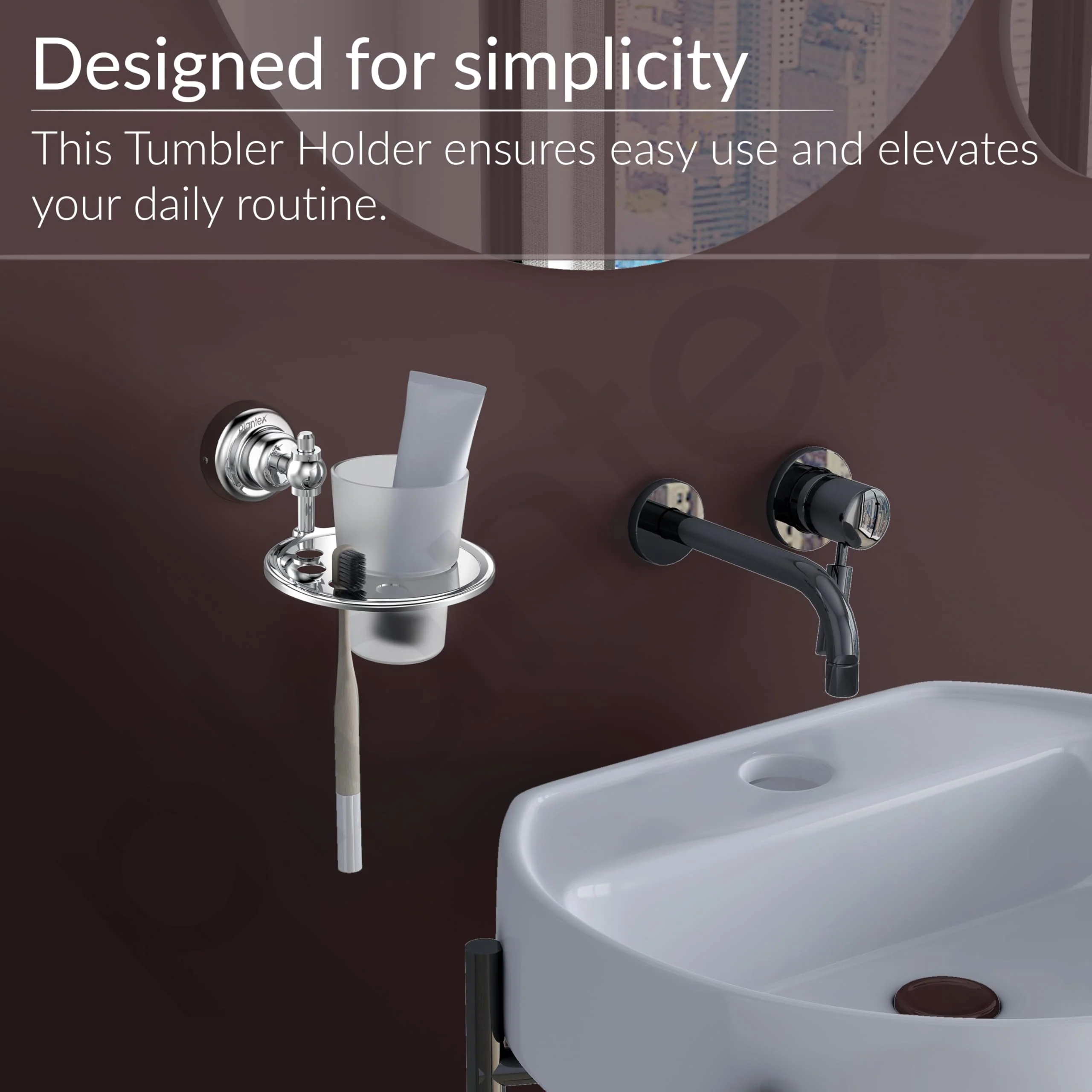 Plantex Tumbler for Bathroom/304 Grade Stainless Steel Toothbrush Holder/Bathroom Accessories - Pack of 1 Skyllo(Chrome) - Image 7