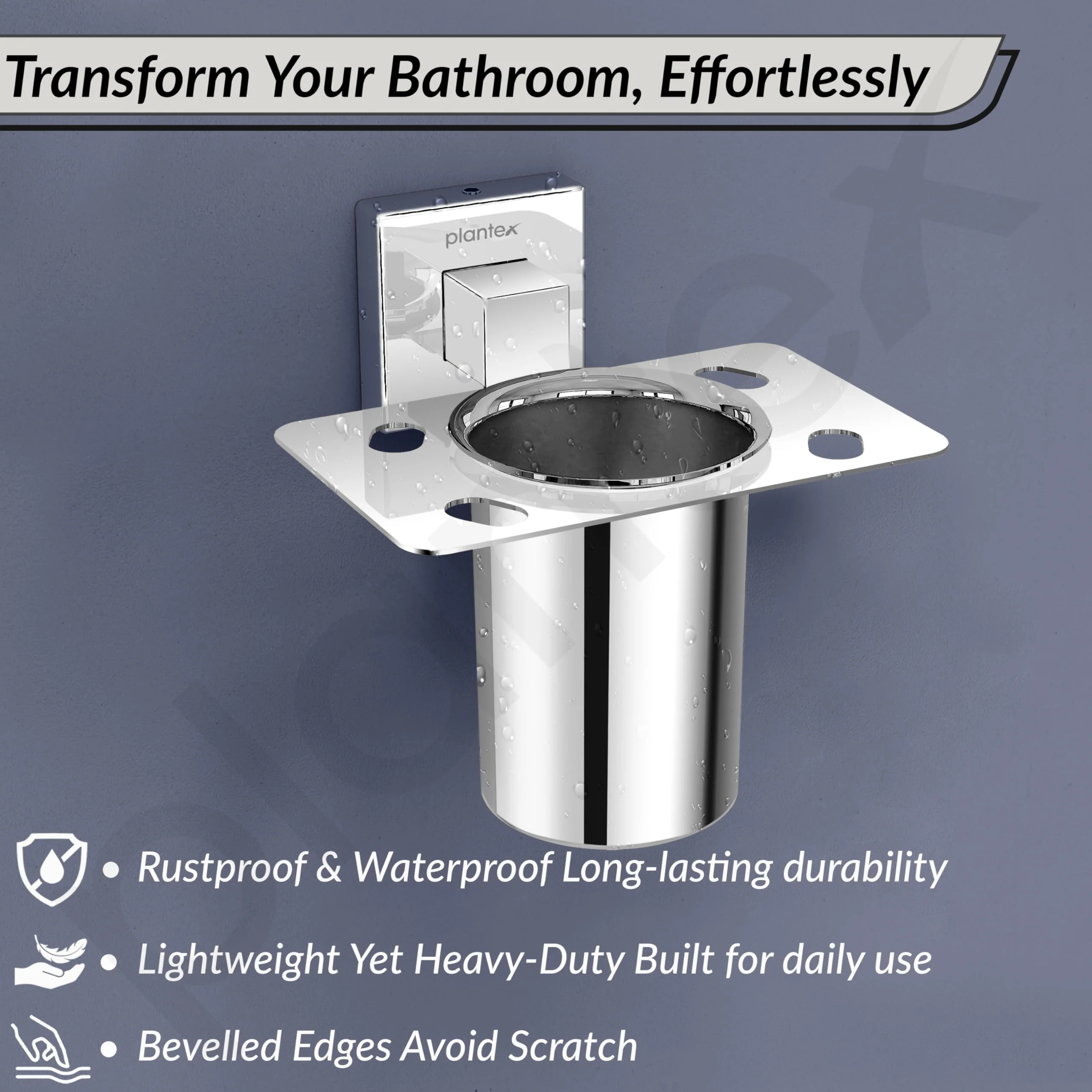 Plantex Tumbler Holder for Bathroom/Stainless Steel Toothbrush Holder/Toothpaste Holder/Bathroom Accessories - (Chrome) - Image 7