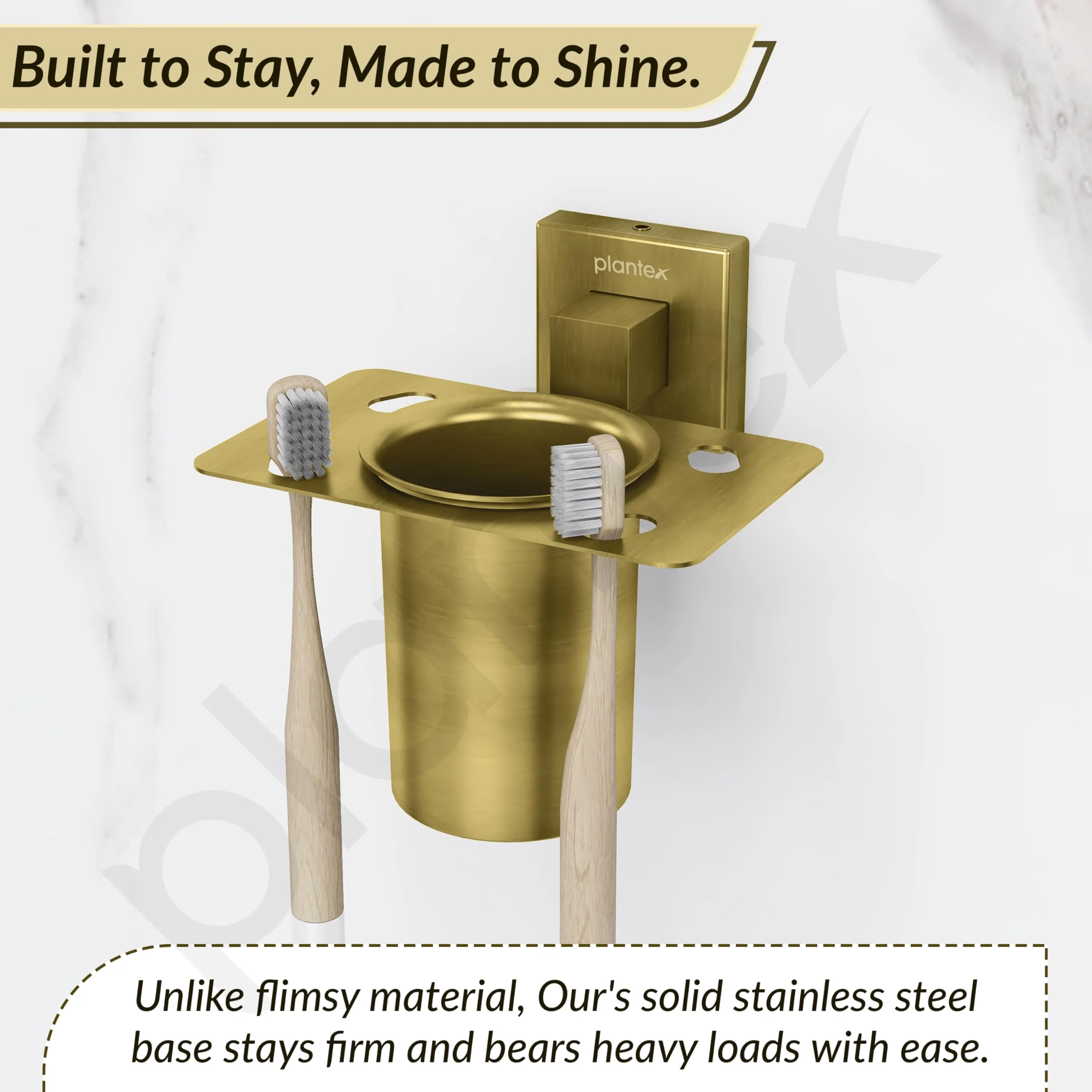 Plantex Tumbler Holder for Bathroom/Stainless Steel Toothbrush Holder/Toothpaste Holder/Bathroom Accessories – Pack of 1, Aqua (Brass Antique) - Image 4