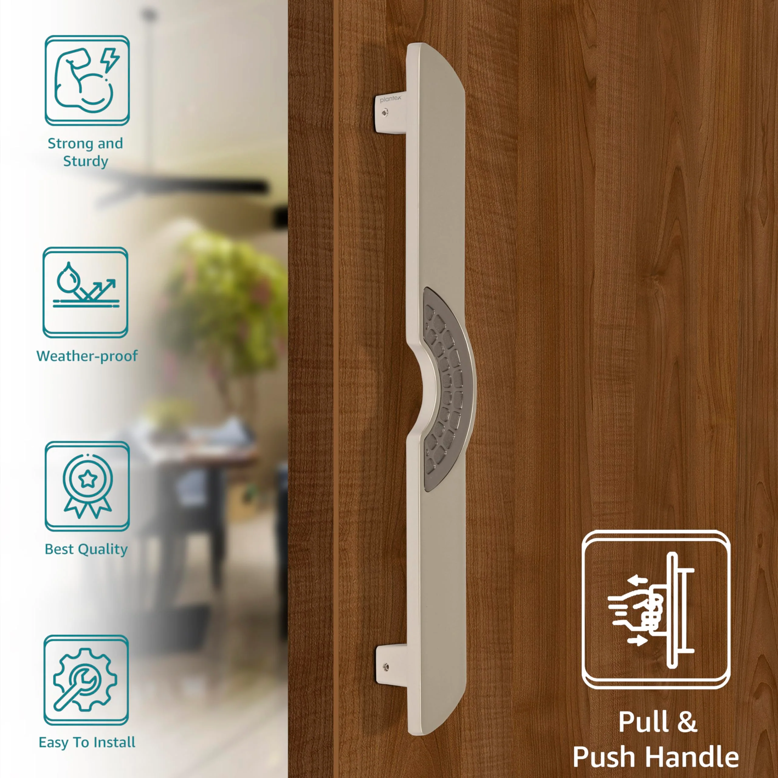 Plantex Ultron Door Handle/Door & Home Decor/15 Inch Main Door Handle/Door Pull Push Handle – Pack of 1 (316,Satin and Grey Finish) - 3 Years Warranty - Image 3