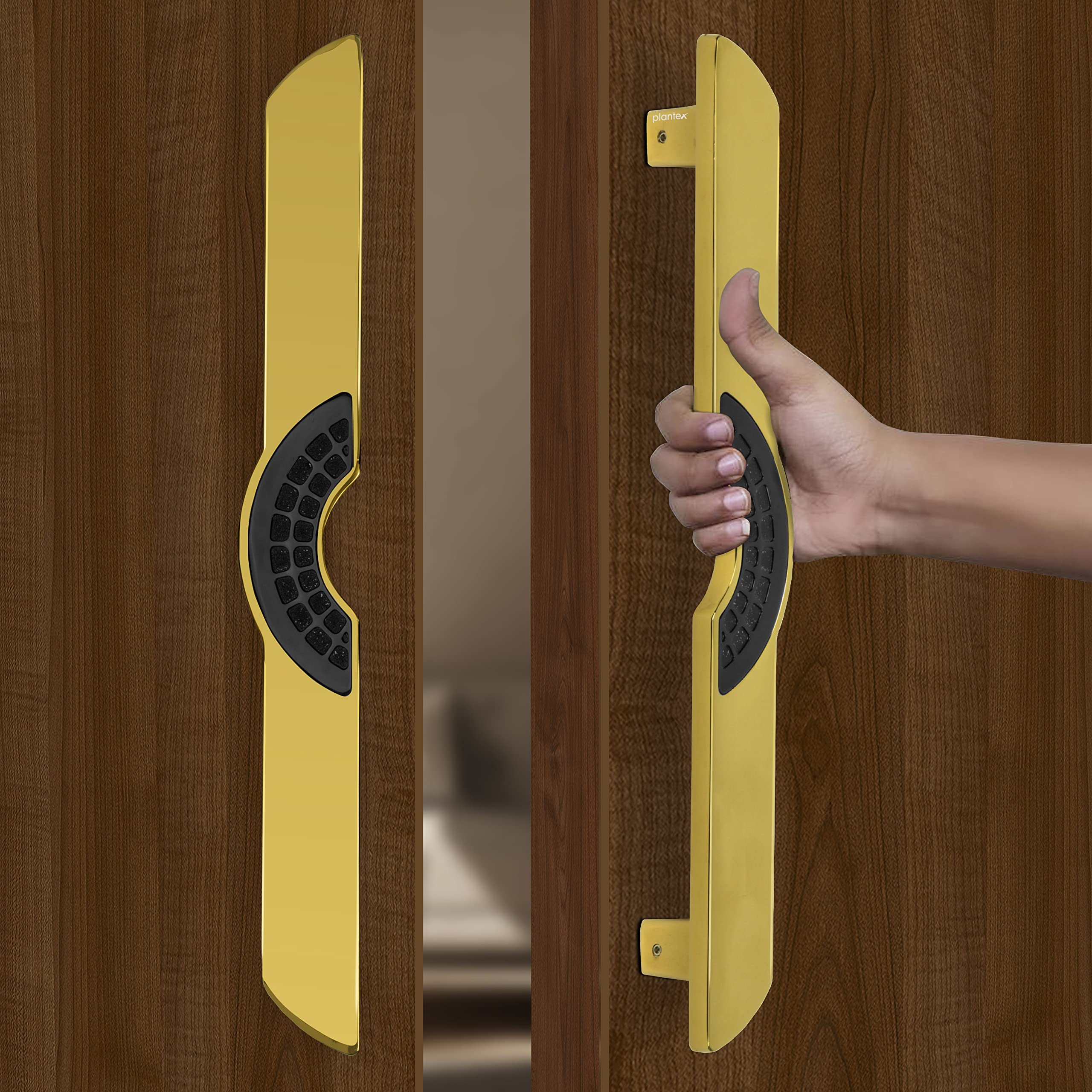 Plantex Ultron Door Handle for Main Door/Main Door Handle 15 Inch/Pull Push Door Handle for Glass & Wooden Door, Pack of 1 (316,Gold and Black Finish) - 3 Years Warranty, Pull Handle - Image 2