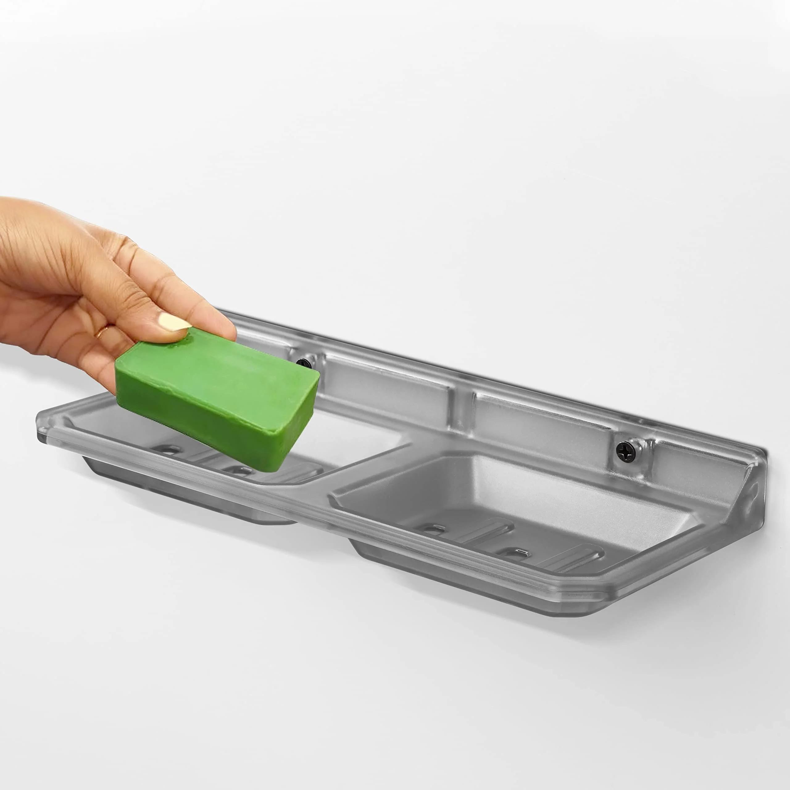 Plantex Unbreakable ABS Plastic Double Soap Dish/Stand/Holder for Bathroom & Kitchen/Bathroom Accessories (Transparent) - Image 6