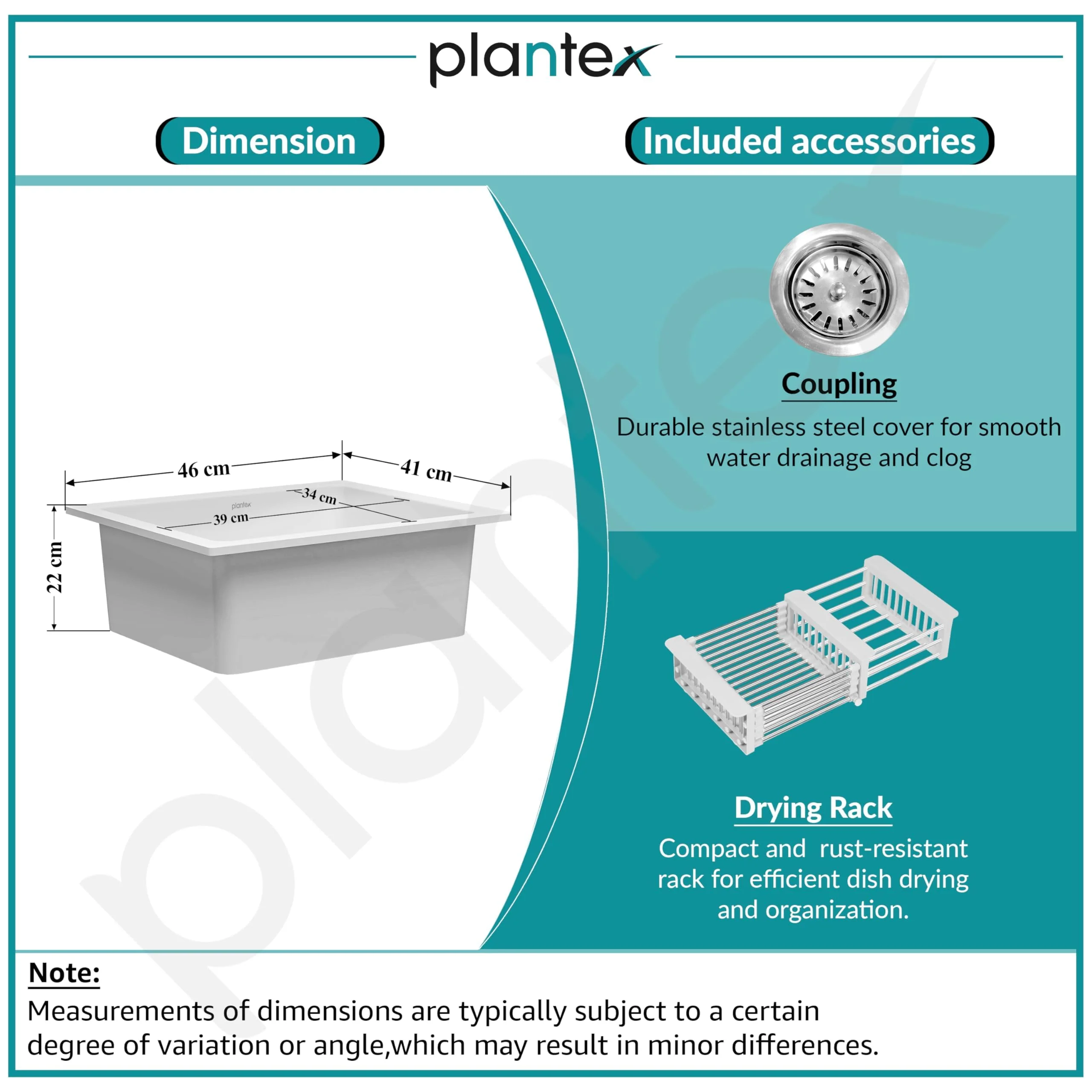 Plantex Undermount Sink for Kitchen with 10 Years Warranty by Plantex/Quartz Acrylic Kitchen Sink/Granite Single Bowl Kitchen Sinks with Coupling & Drain rack (Whiti -16x18 Inches) - Image 5