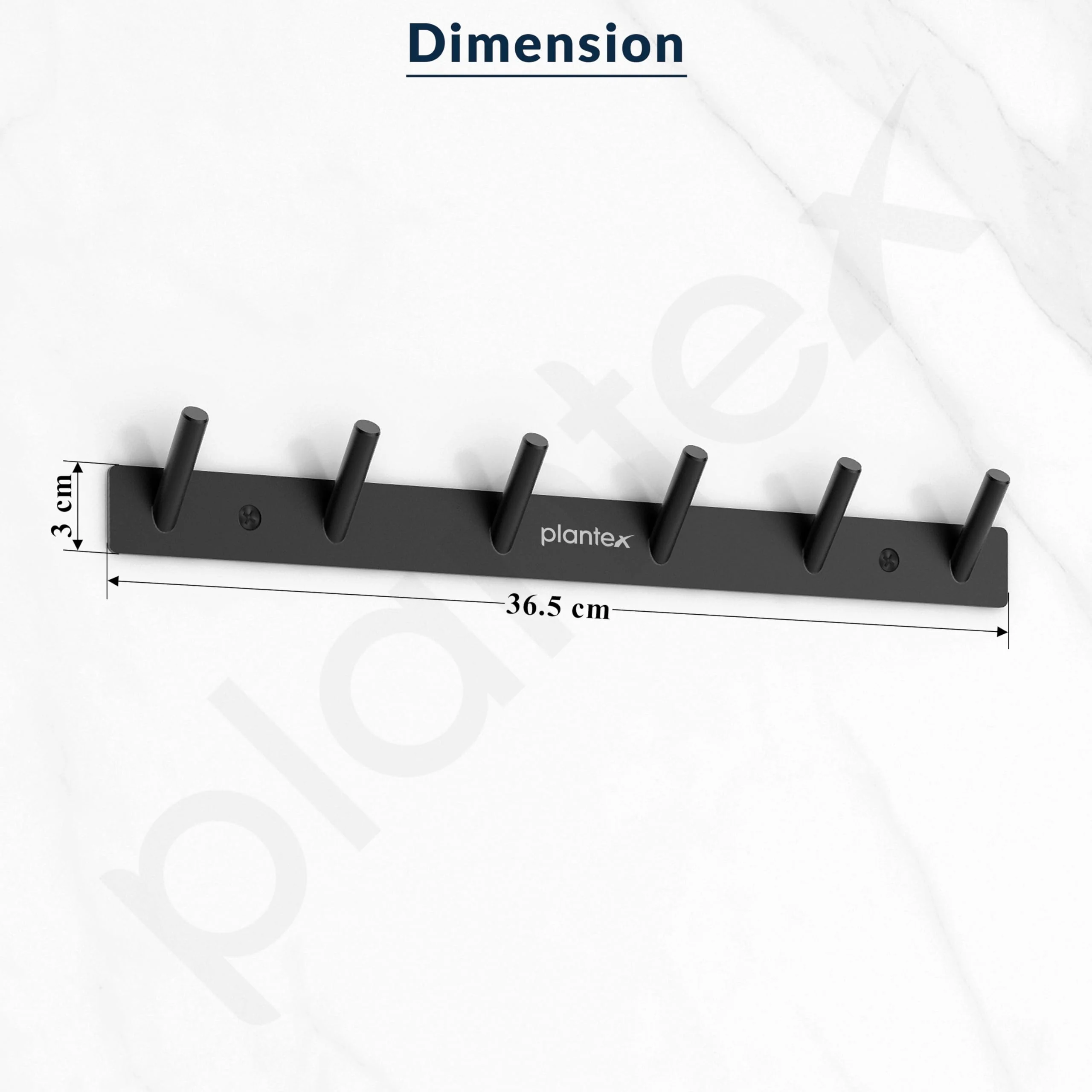 Plantex Wall Hooks for Hanging Cloth/Stainless Steel Towel Hangers/Bathroom Robe Hooks/Door Hangers/Round Wall Hook/Hook Rail for Hanging Keys - 6 Hooks (Pack of 1, Z-Black) - Image 7