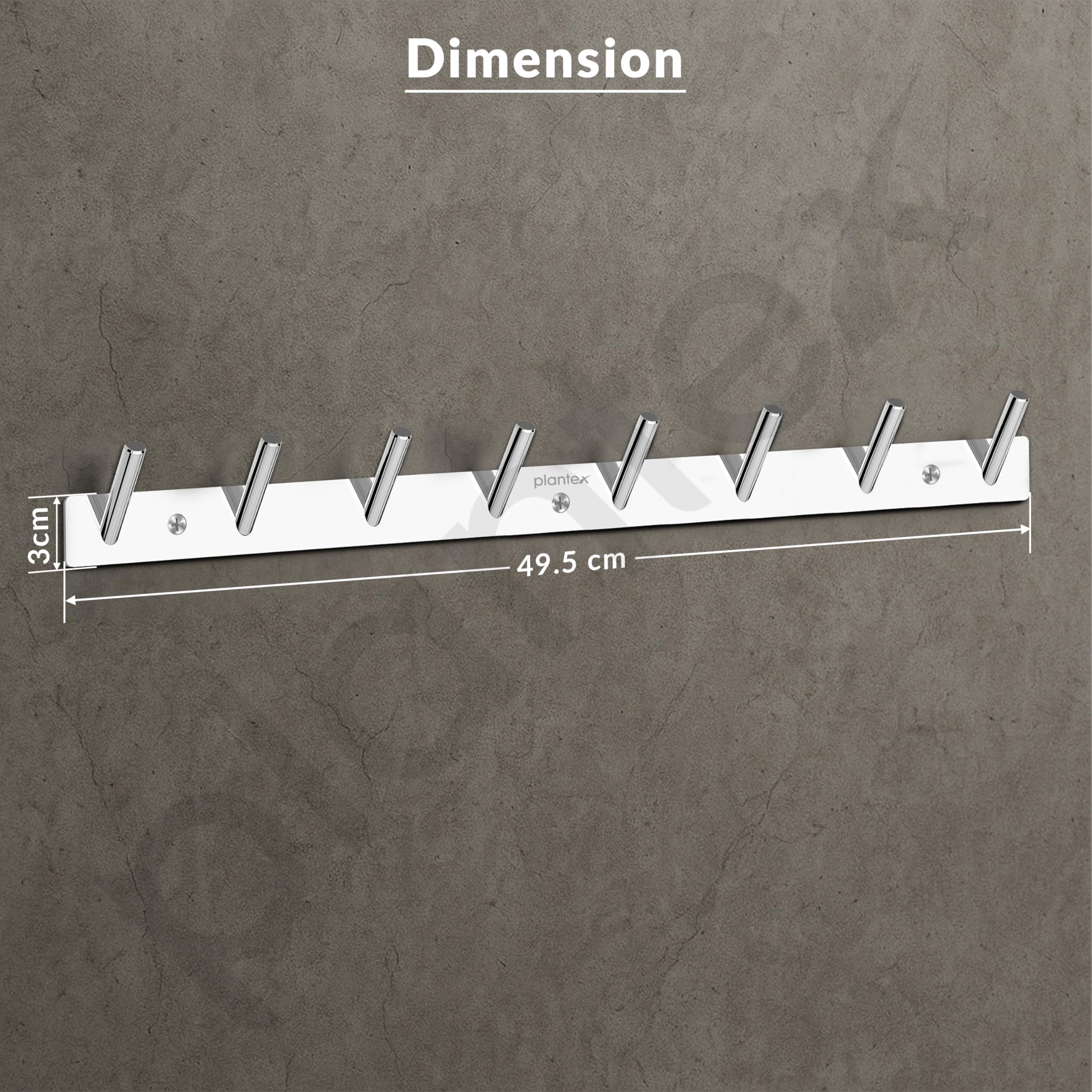 Plantex Wall Hooks for Hanging Cloth/Stainless Steel Towel Hangers/Bathroom Robe Hooks/Door Hangers/Round Wall Hook/Hook Rail for Hanging Keys - 8 Hooks (Pack of 1, Chrome) - Image 7