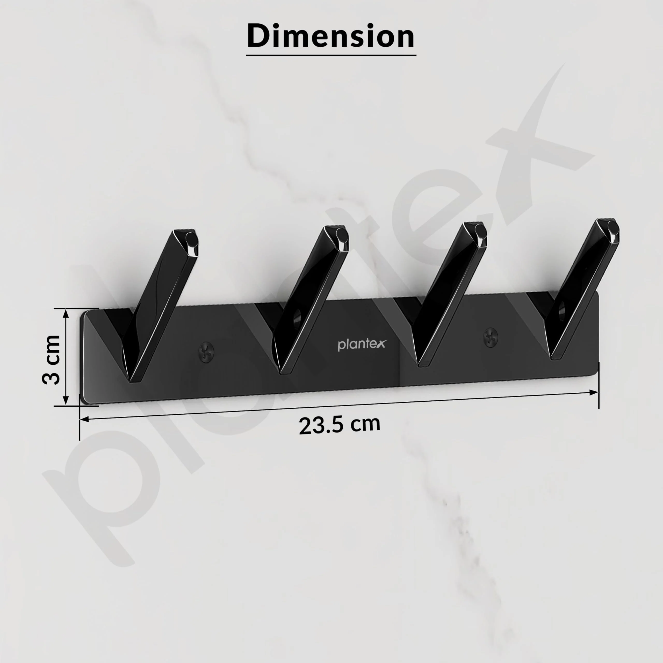 Plantex Wall Hooks for Hanging Cloth/Stainless Steel Towel Hangers/Bathroom Robe Hooks/Door Hangers/Square Wall Hook/Hook Rail for Hanging Keys - 4 Hooks (Pack of 1, PVD Black) - Image 7