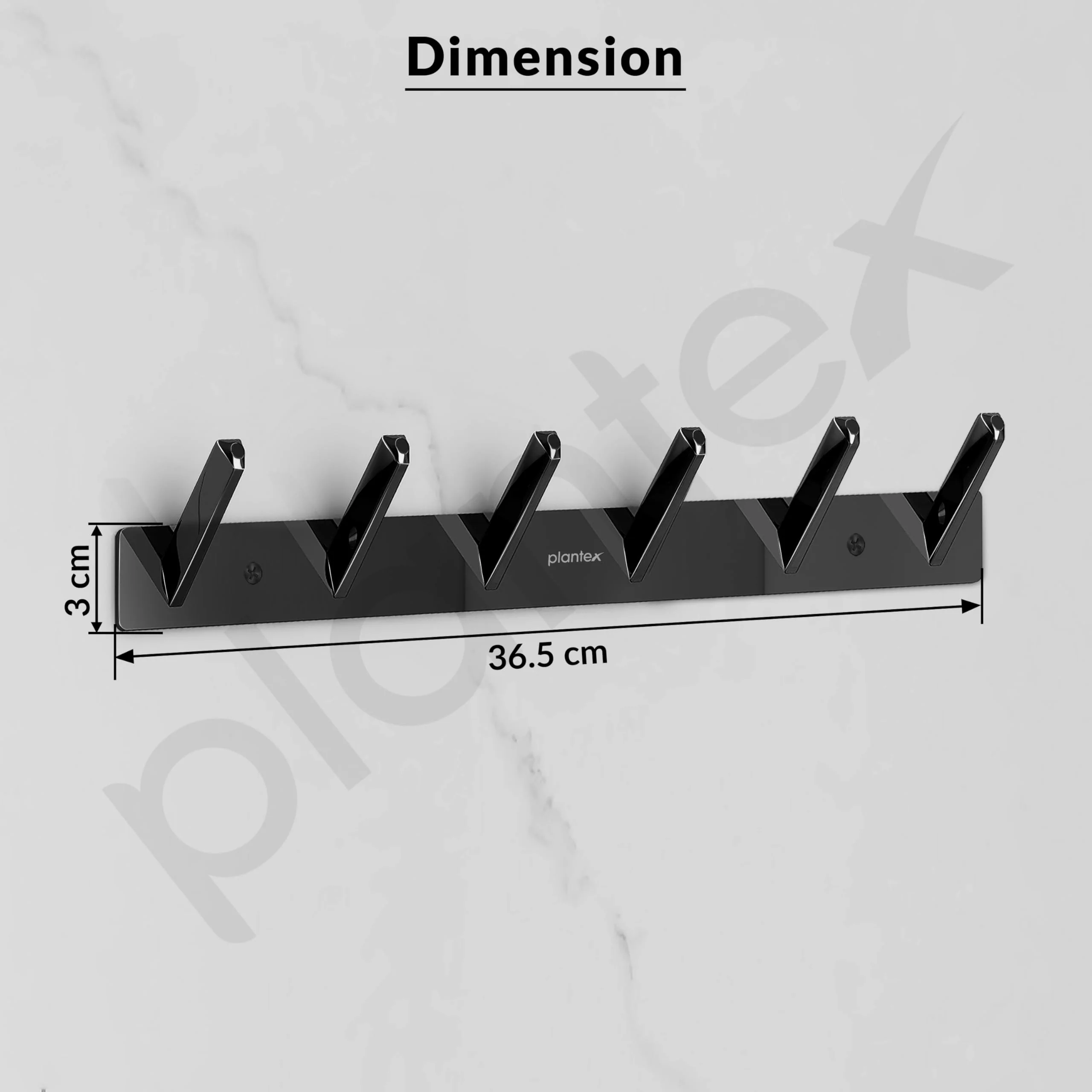 Plantex Wall Hooks for Hanging Cloth/Stainless Steel Towel Hangers/Bathroom Robe Hooks/Door Hangers/Square Wall Hook/Hook Rail for Hanging Keys - 6 Hooks (Pack of 1, PVD Black) - Image 7