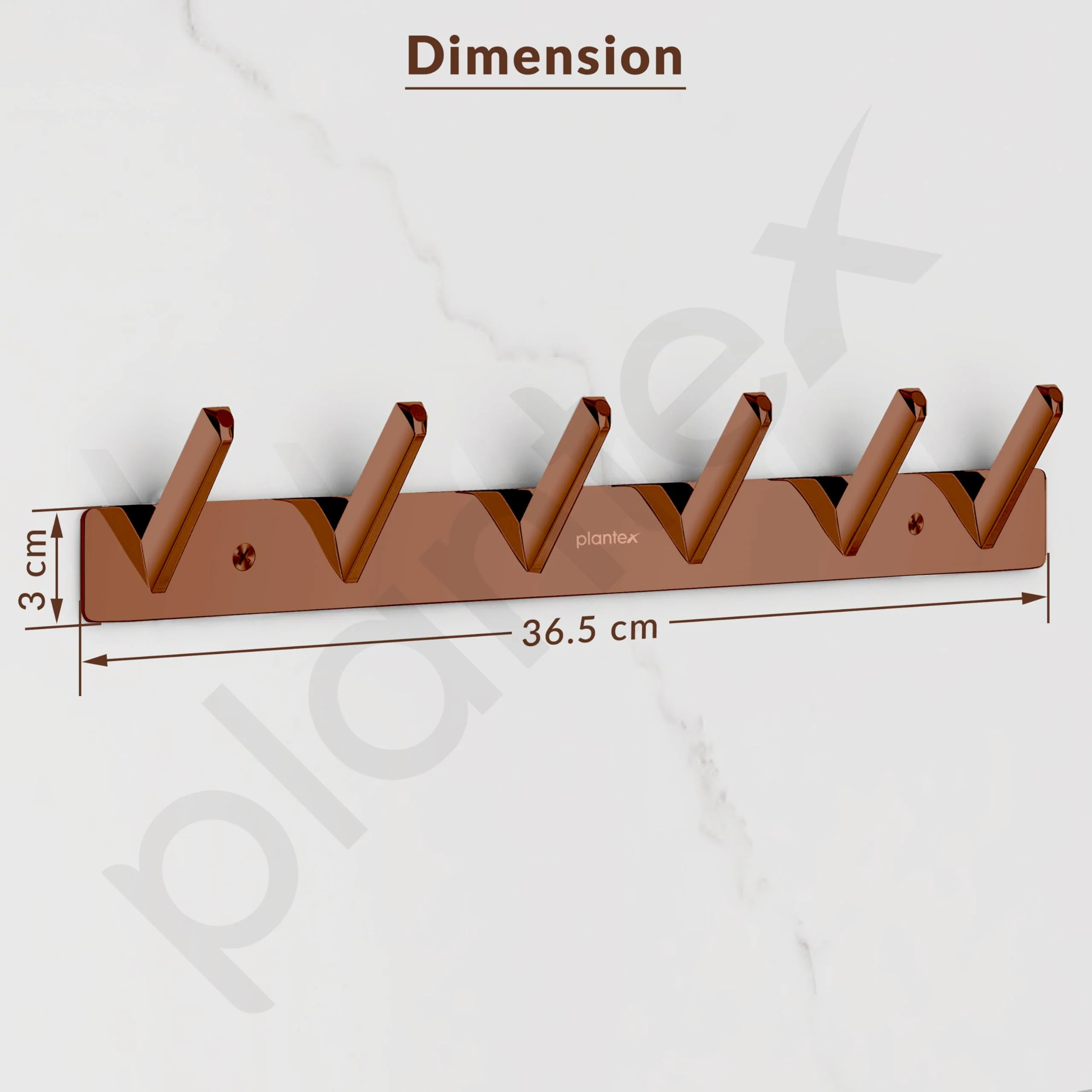 Plantex Wall Hooks for Hanging Cloth/Stainless Steel Towel Hangers/Bathroom Robe Hooks/Door Hangers/Square Wall Hook/Hook Rail for Hanging Keys - 6 Hooks (Pack of 1, PVD Rose Gold) - Image 7