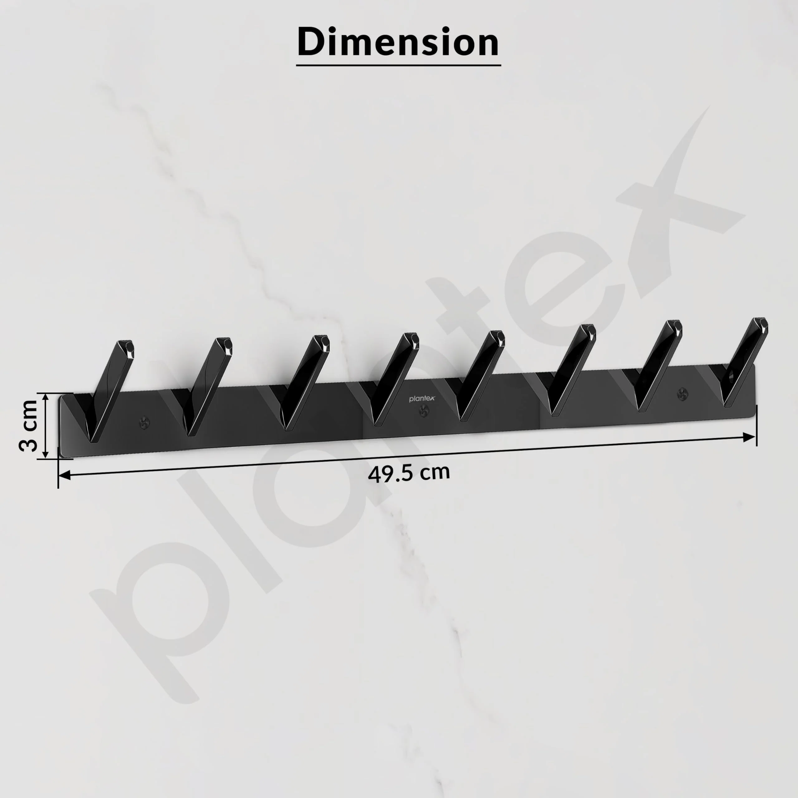 Plantex Wall Hooks for Hanging Cloth/Stainless Steel Towel Hangers/Bathroom Robe Hooks/Door Hangers/Square Wall Hook/Hook Rail for Hanging Keys - 8 Hooks (Pack of 1, PVD Black) - Image 7