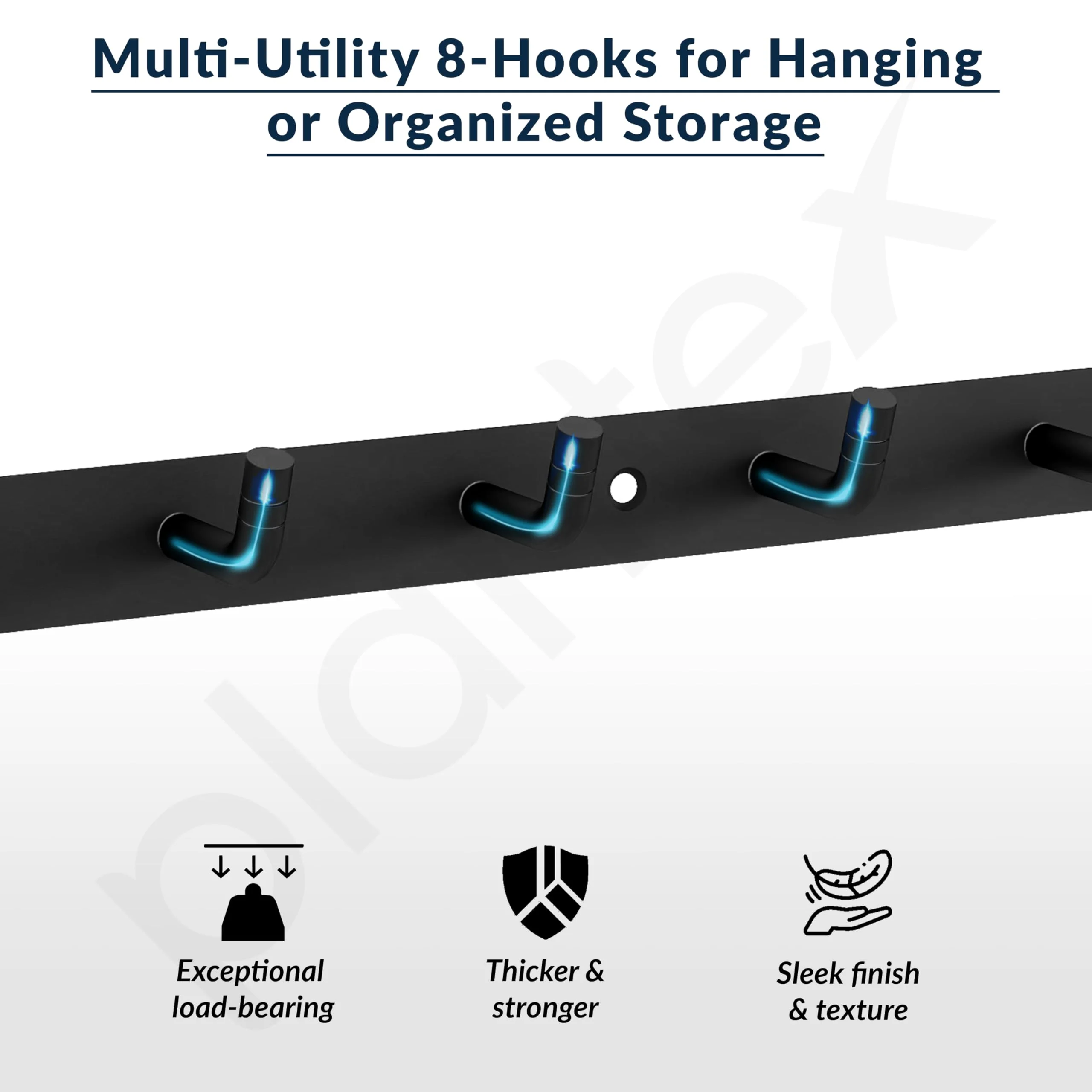 Plantex Wall Hooks for Hanging Cloth/Stainless Steel Towel Hangers/Bathroom Robe Hooks/Door Hangers/Wall Hook Rack/Hook Rail for Hanging Keys - 6 Hooks (Pack of 3, Black) - Image 4