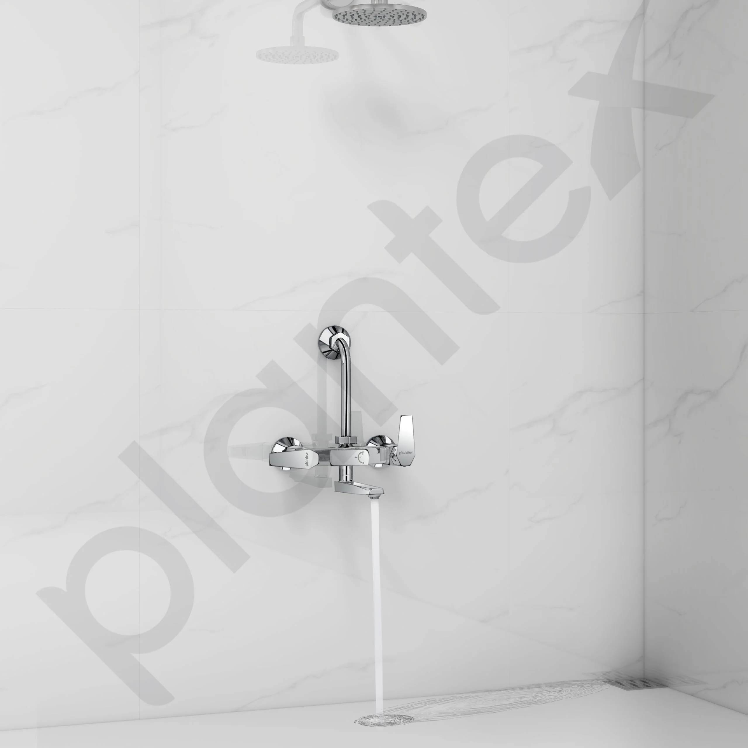 Plantex Wall Mixer for Bathroom 2 In 1 with L-Bend Provision for Overhead Shower/Mixer Tap for Bathroom with Water Saving Nozzle Tap- (Celesiya-1249) - Image 4
