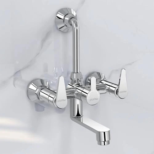 Plantex Wall Mixer for Bathroom 2 in 1 with L-Bend Connector for Overhead Shower/Tap Mixer/Water Saving Nozzle Tap - 7 Year Manufacturer's Warranty (LEA-718-Chrome)