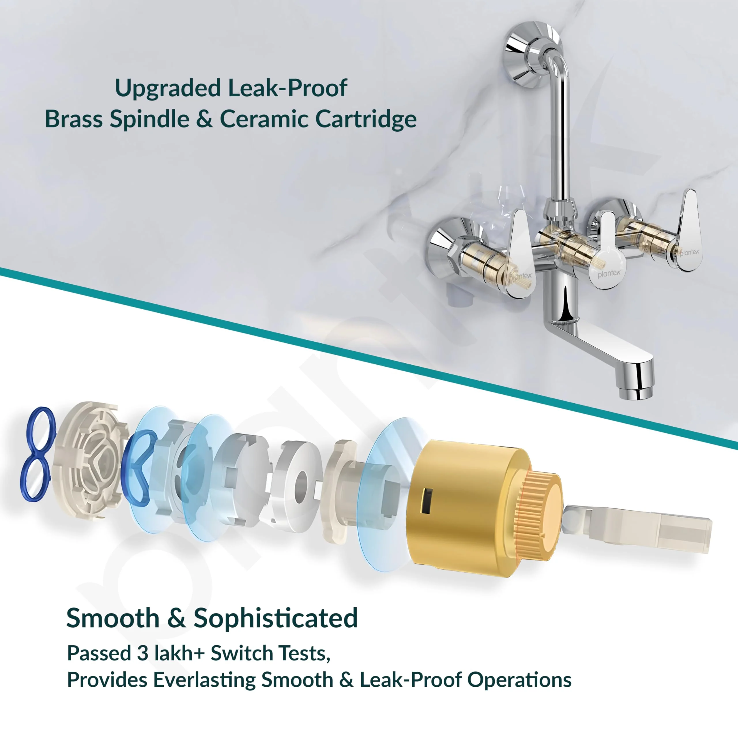 Plantex Wall Mixer for Bathroom 2 in 1 with L-Bend Connector for Overhead Shower/Tap Mixer/Water Saving Nozzle Tap - 7 Year Manufacturer's Warranty (LEA-718-Chrome) - Image 5