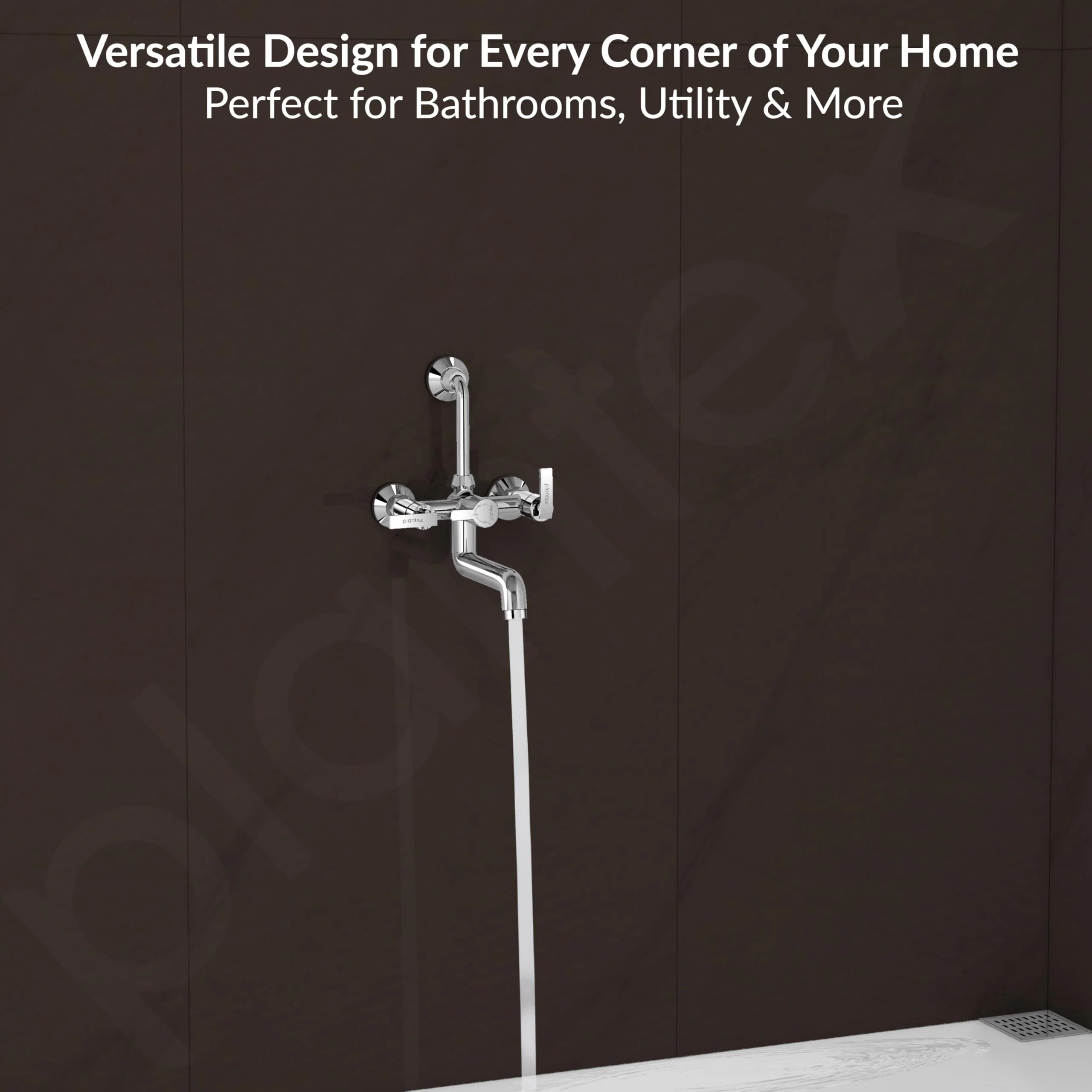 Plantex Wall Mixer for Bathroom 2 in 1 with L-Bend Provision for Overhead Shower/Pure Brass Mixer Tap for Bathroom with Water Saving Nozzle Tap- Pack of 1 (Col-1018-Chrome) - Image 7