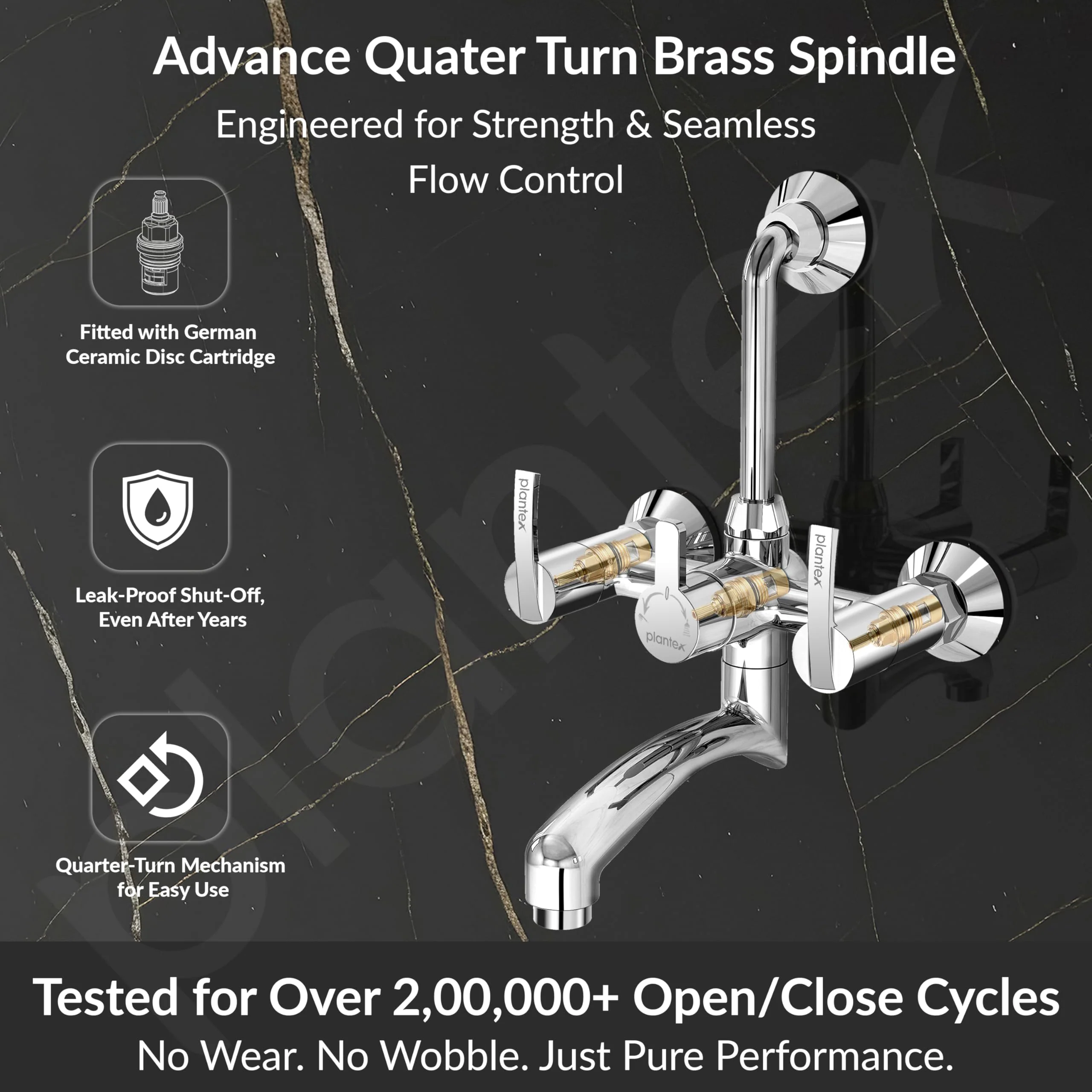 Plantex Wall Mixer for Bathroom 2 In 1 with Overhead Shower Provision and Long Bend Pipe/Mixer Tap for Bathroom with Water Saving Nozzle-7 Year Warranty (AQ-1418-Mirror Chrome) - Image 3
