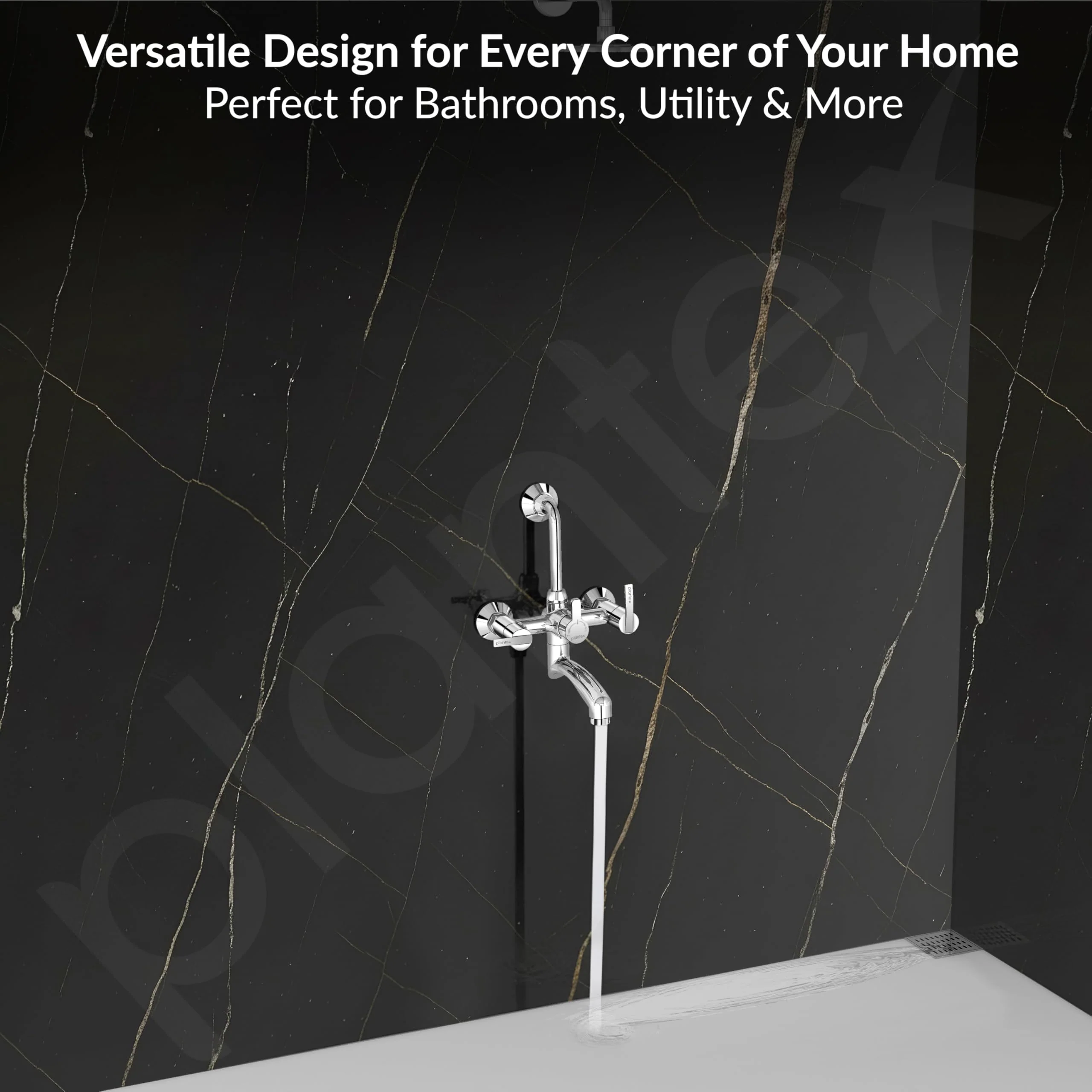 Plantex Wall Mixer for Bathroom 2 In 1 with Overhead Shower Provision and Long Bend Pipe/Mixer Tap for Bathroom with Water Saving Nozzle-7 Year Warranty (AQ-1418-Mirror Chrome) - Image 7