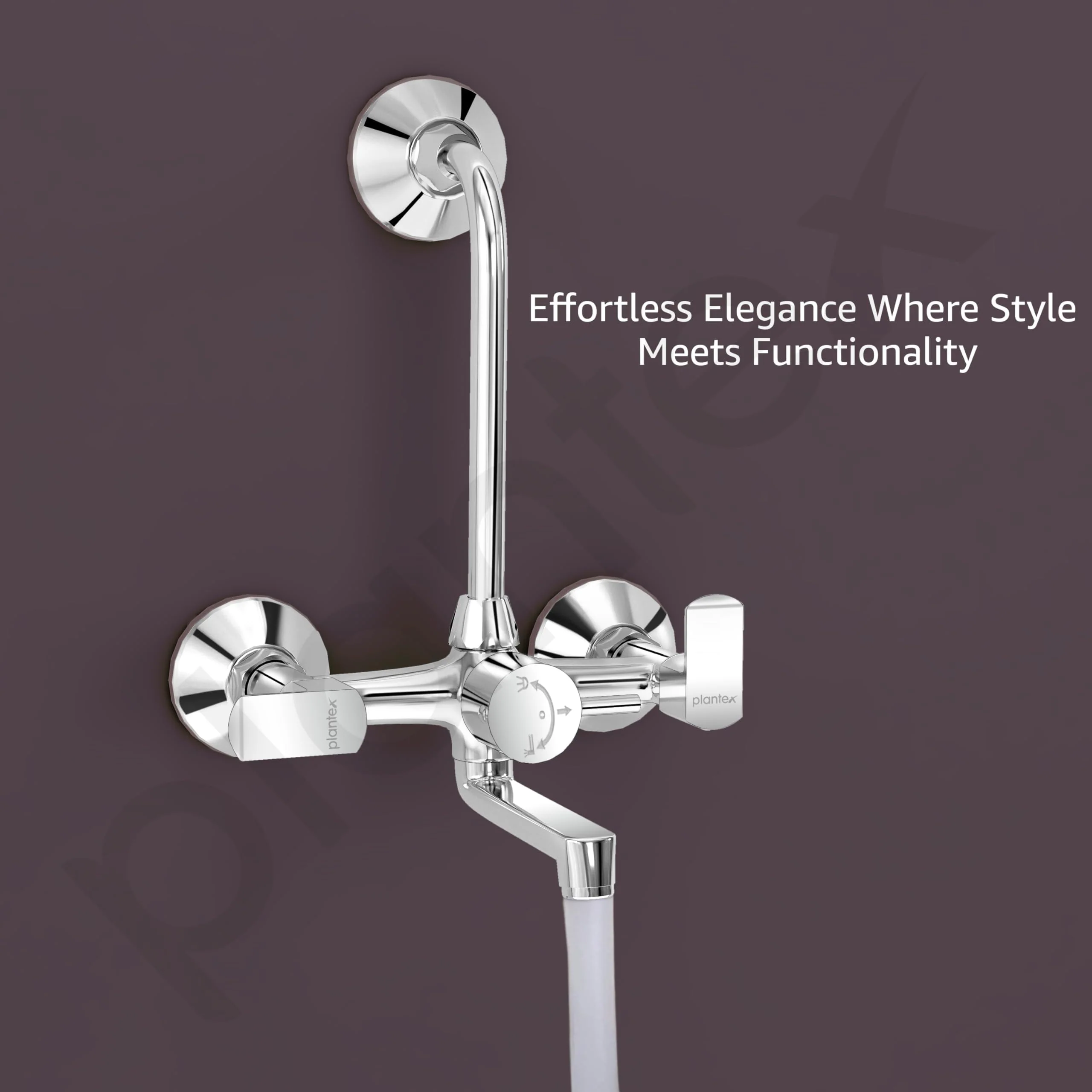 Plantex Wall Mixer 2 in 1 with L-Bend Connector and Water-Saving Aerator/Wall Mixer/Mixture Tap for Bathroom - (APS-1289 Chrome) - Image 4