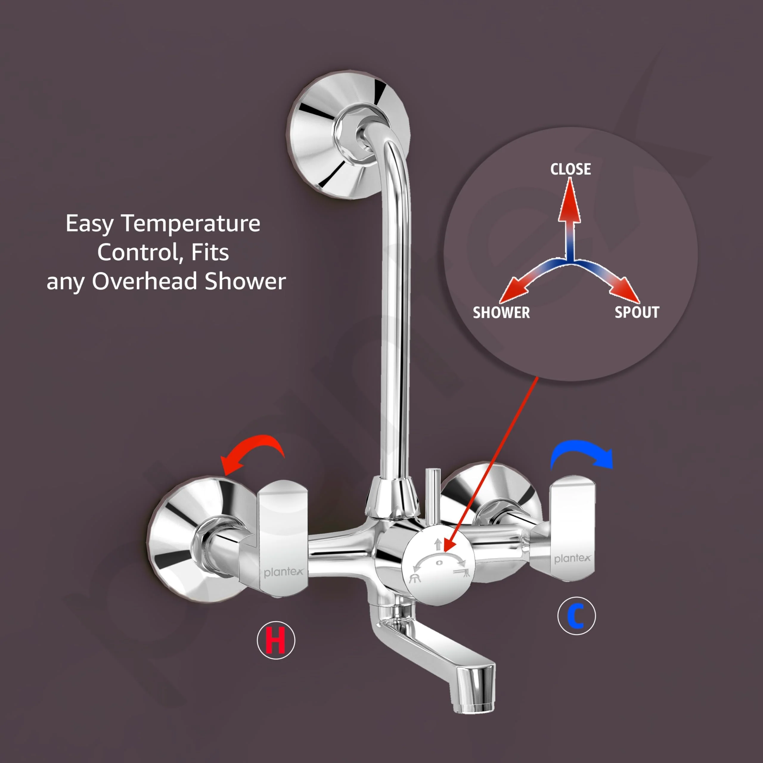 Plantex Wall Mixer 2 in 1 with L-Bend Connector and Water-Saving Aerator/Wall Mixer/Mixture Tap for Bathroom - (APS-1289 Chrome) - Image 5