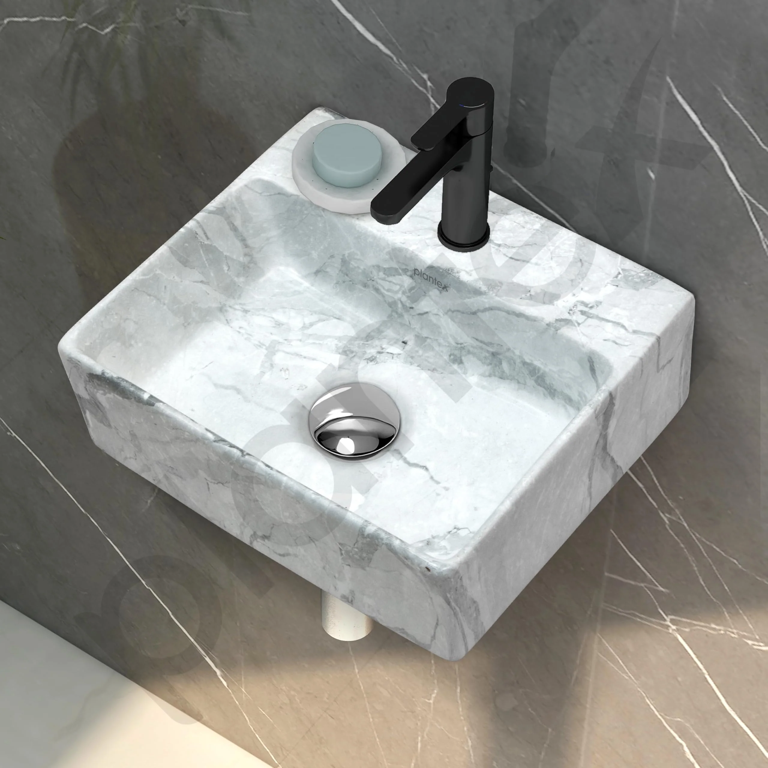 Plantex Wall Mount Wash Basin for Bathroom/Designer Ceramic Basin/Rectangle Countertop Wash Basin/Home/Office (13 x 11.5 x 4.5 Inch) - Image 7